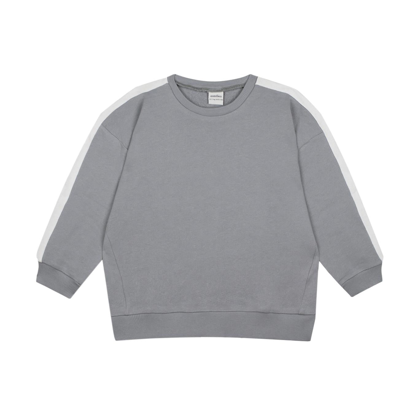 White Contrast Gray Sweatshirt and Trousers Set