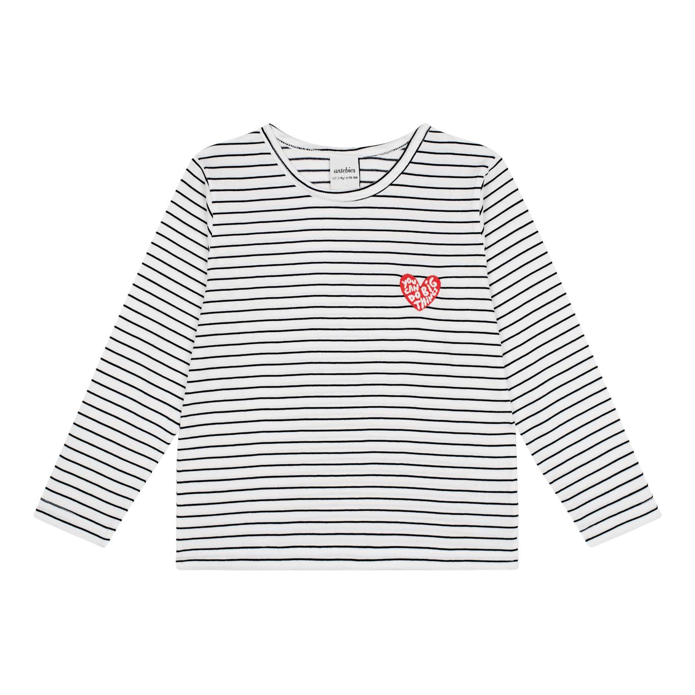Heart Embroidered Long Sleeve Pajama Tshirt