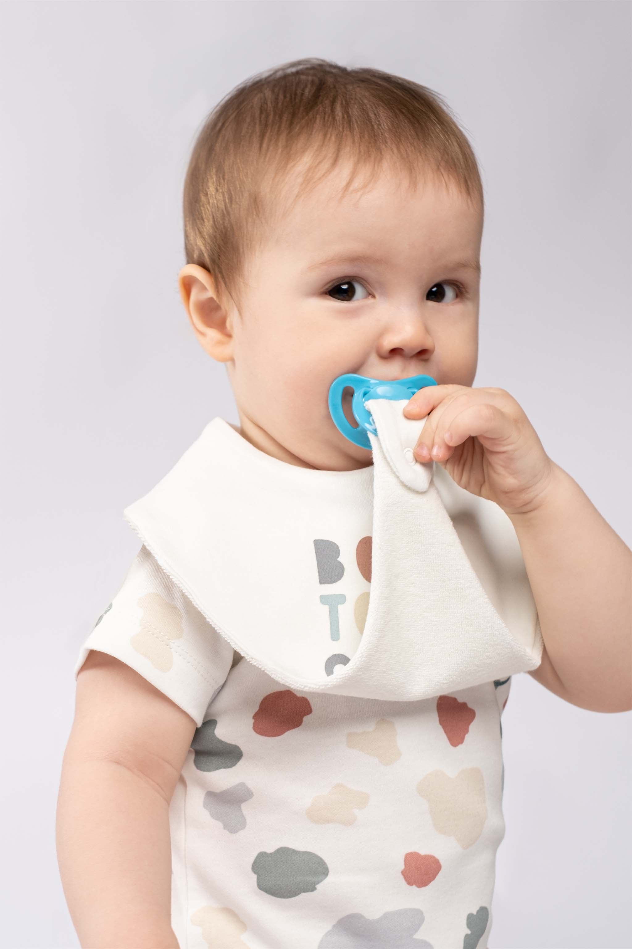 Organic Baby Bandana Bibs with Pacifier Clip - 2-Pack Teething & Drooling Set
