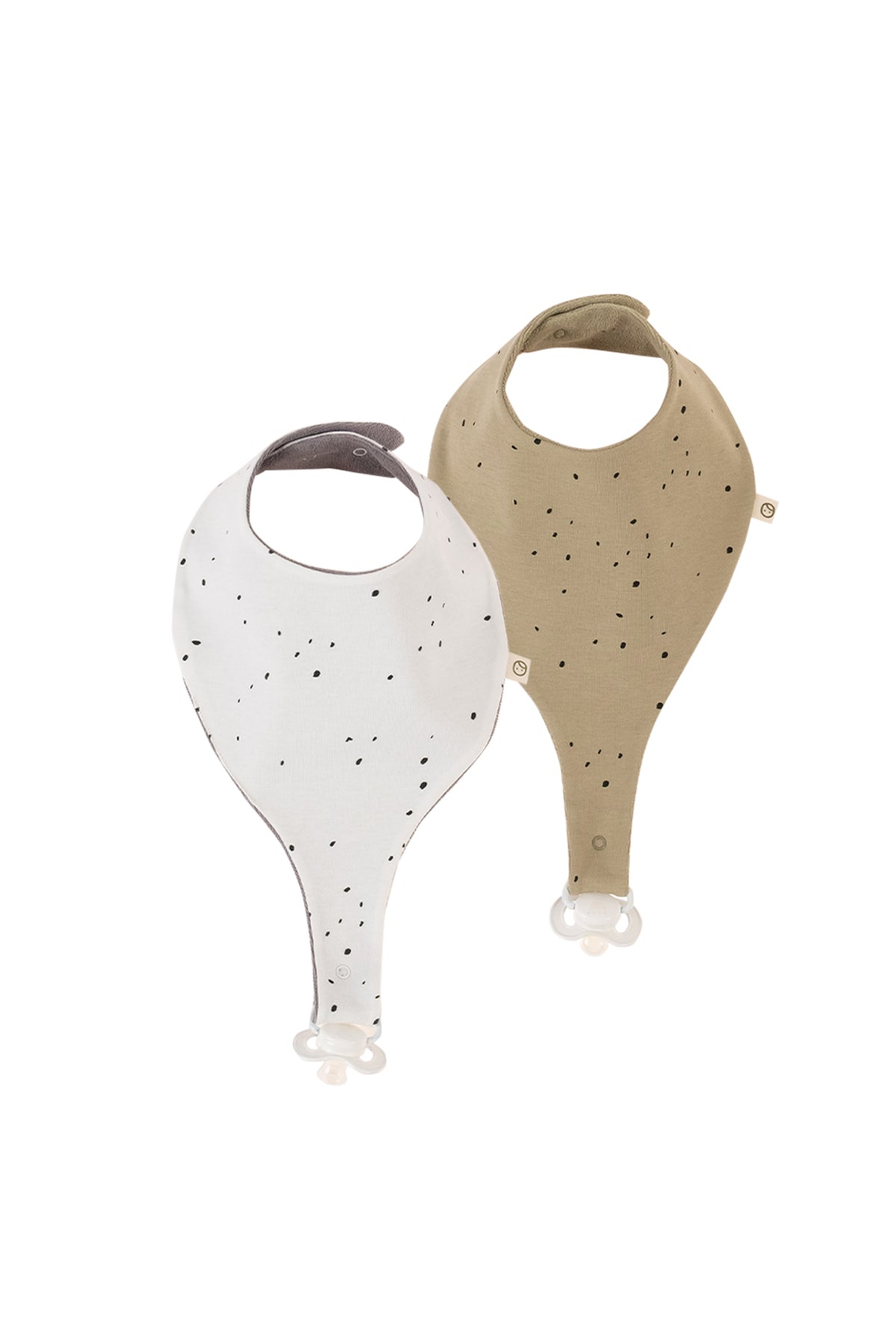 Organic Baby Bandana Bibs with Pacifier Clip – 2 Pack (Dots Pattern)