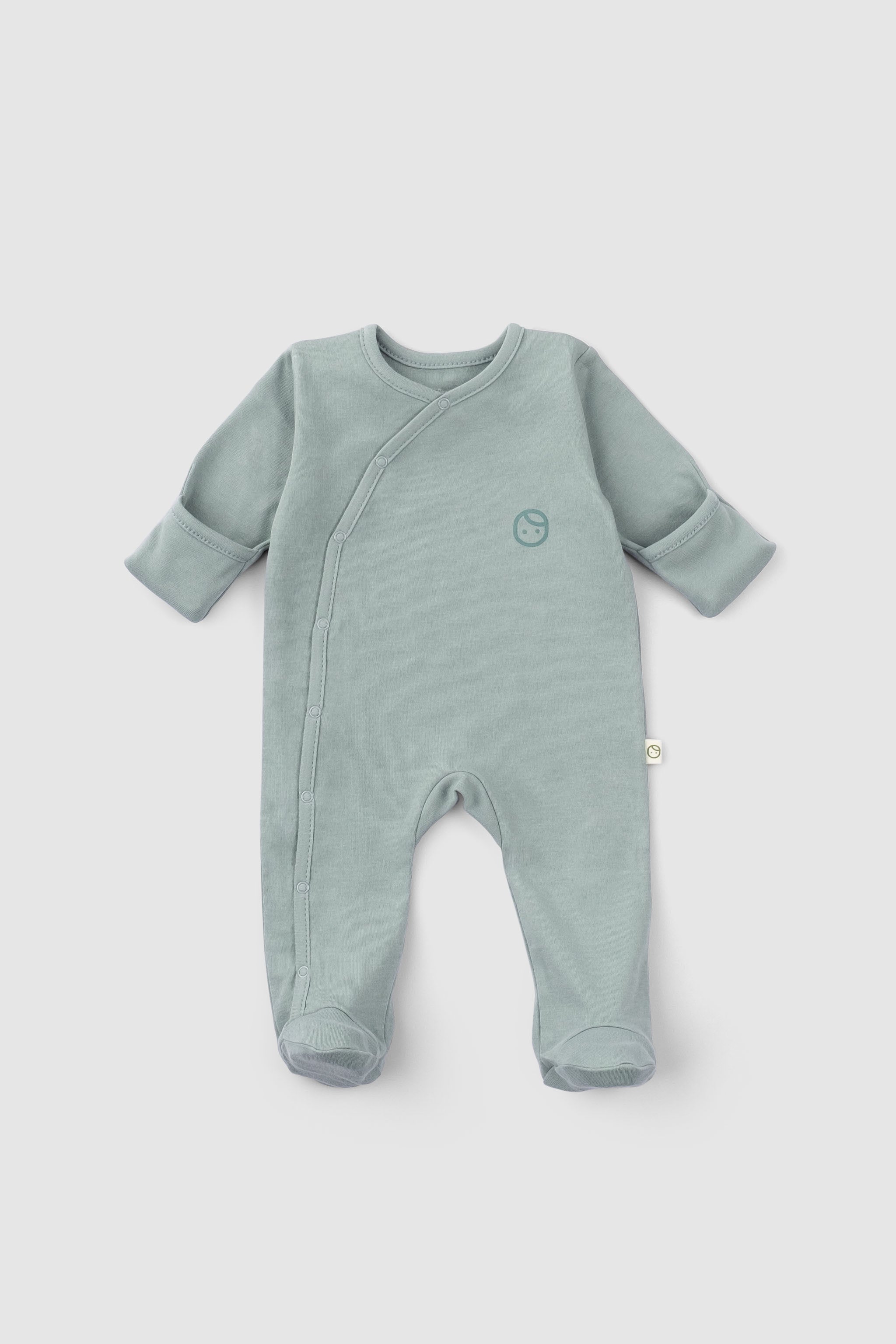 Organic Baby Sleepsuits – Long Sleeve Footed 2-Pack (Green)