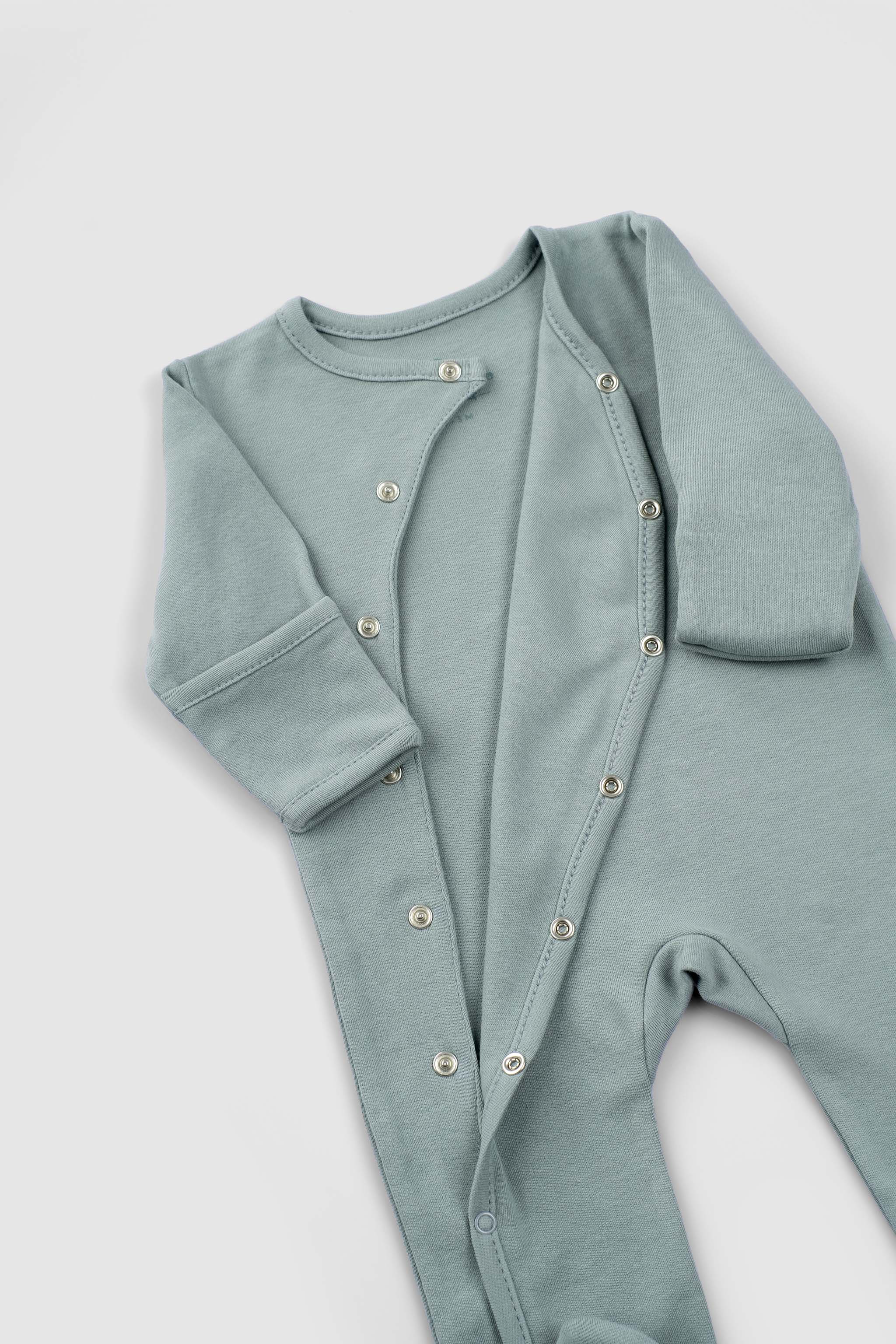 Organic Baby Sleepsuits – Long Sleeve Footed 2-Pack (Green)