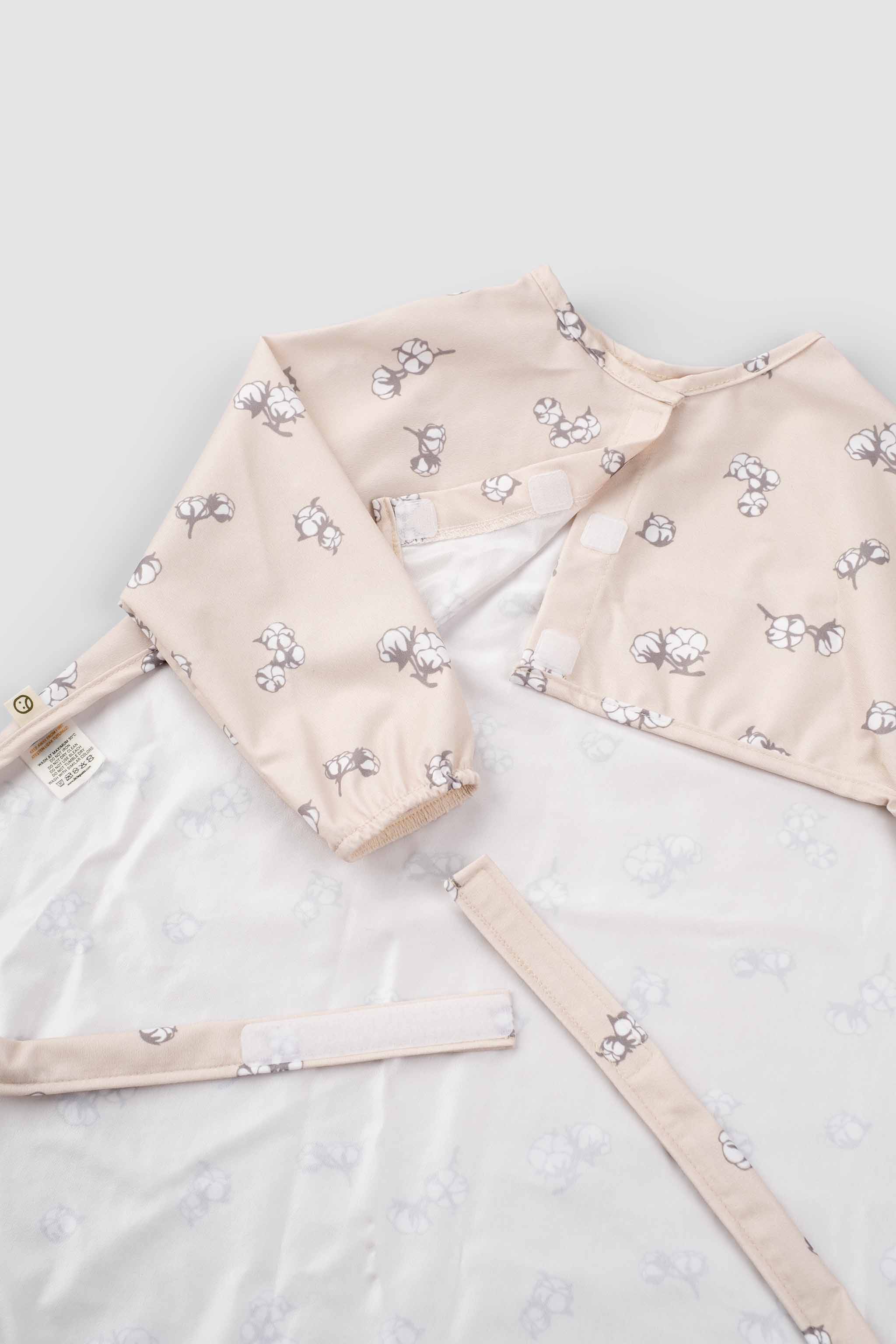 Waterproof Long Sleeve BLW Bib with Adjustable Fit (Cotton Pattern)