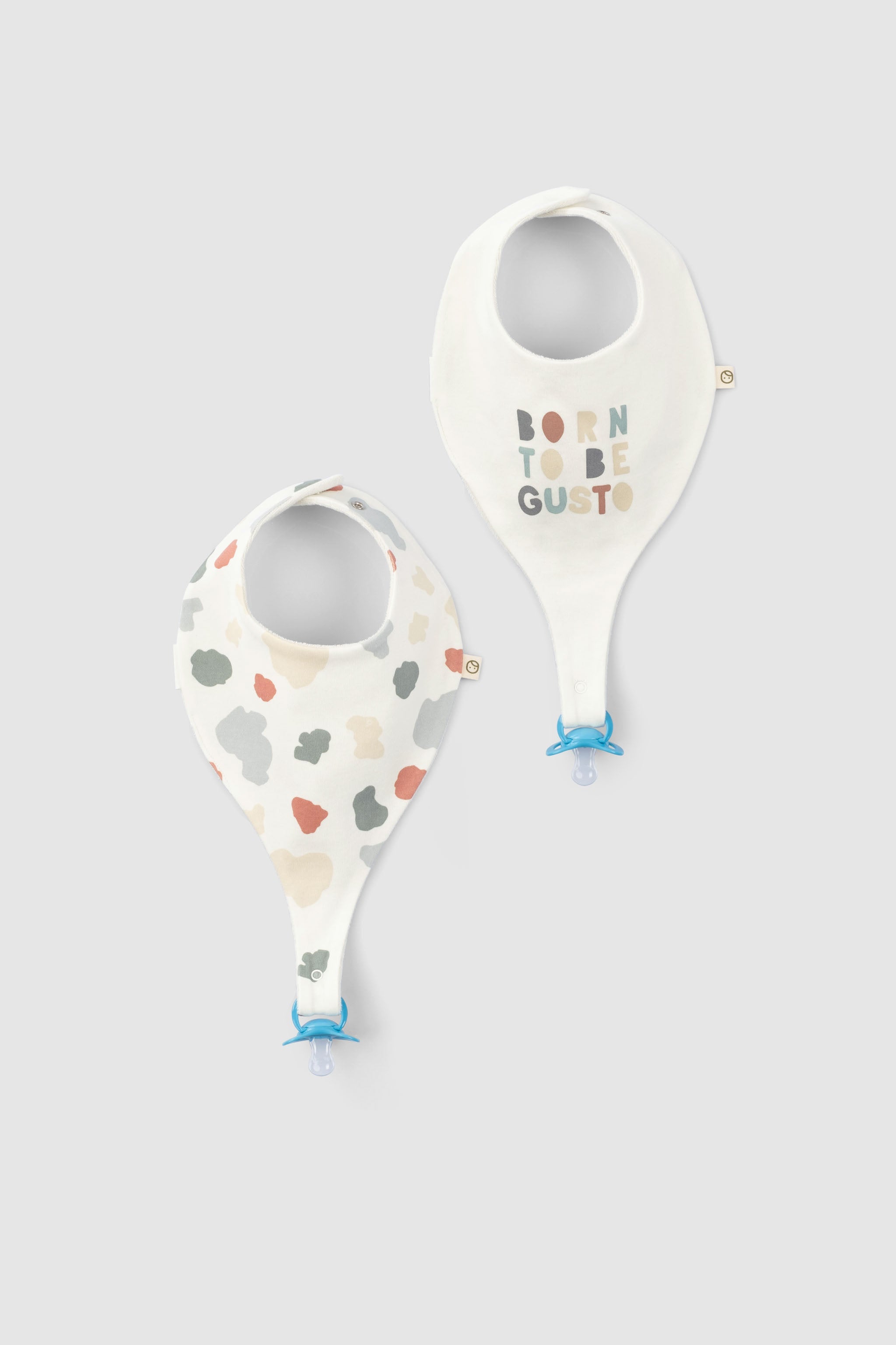 Organic Baby Bandana Bibs with Pacifier Clip - 2-Pack Teething & Drooling Set
