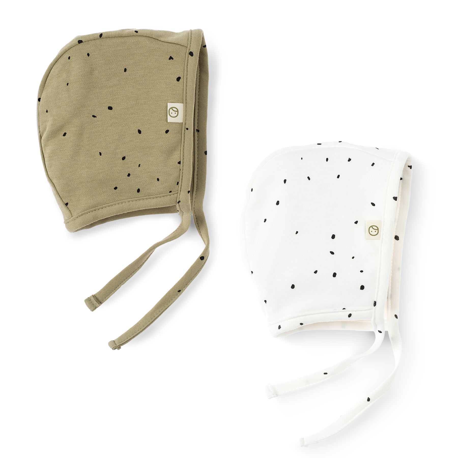 Organic Baby Beanie Hats with Earflaps – 2 Pack (Beige + White)