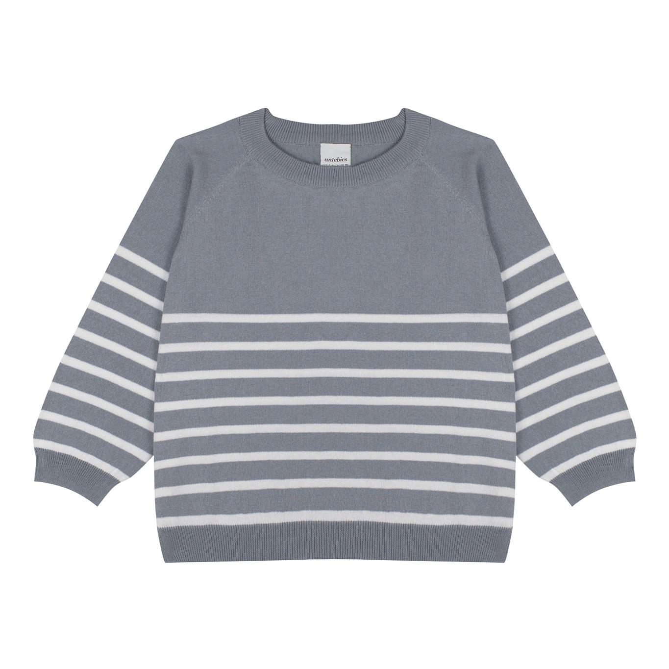 White Striped Gray Knitwear Tracksuit Set