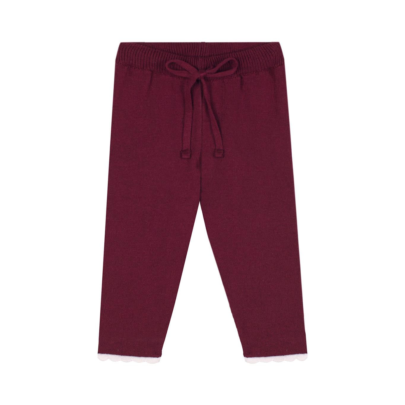 White Contrast Detailed Ruffled Claret Red Knitwear Baby