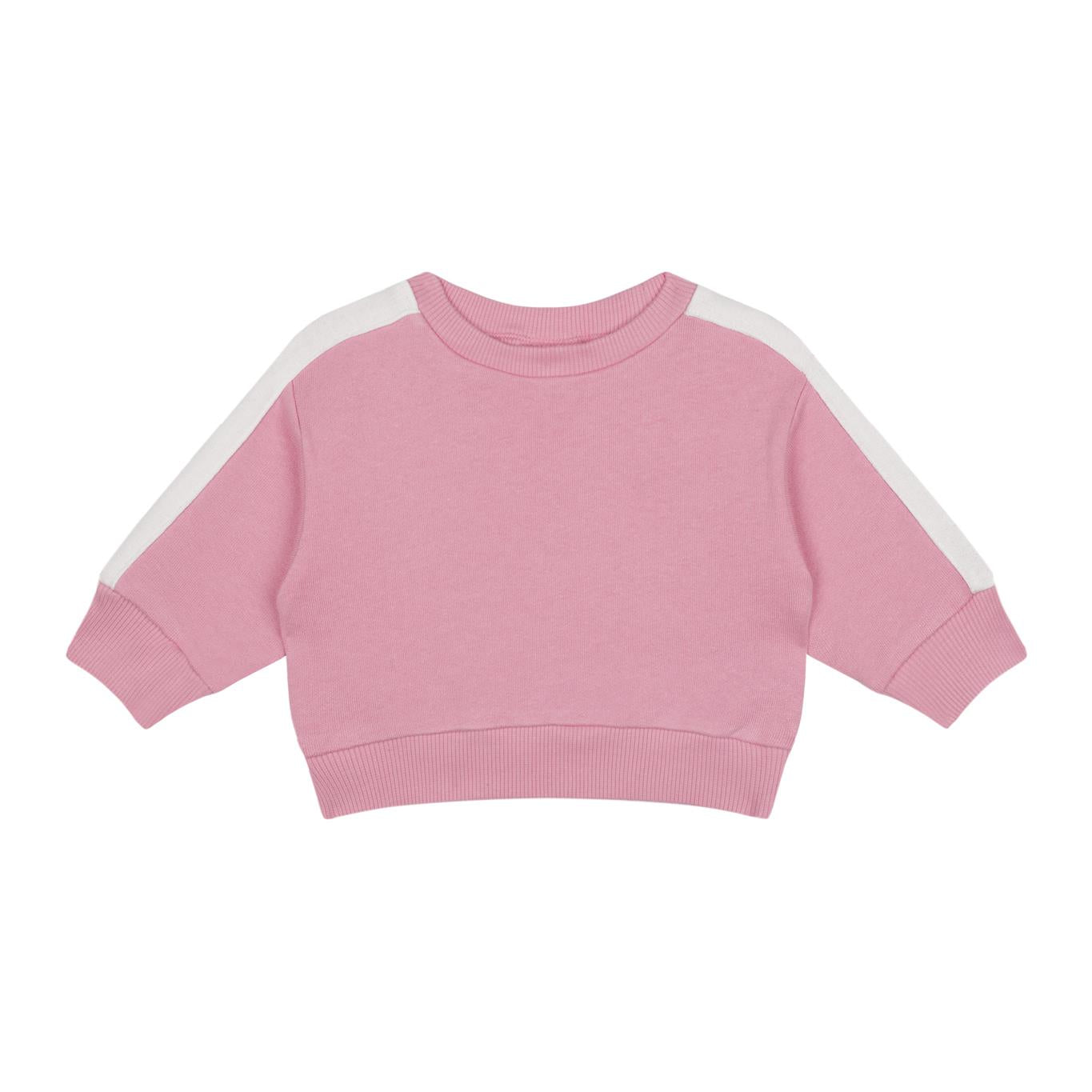 White Contrast Pink Sweatshirt and Trousers Set