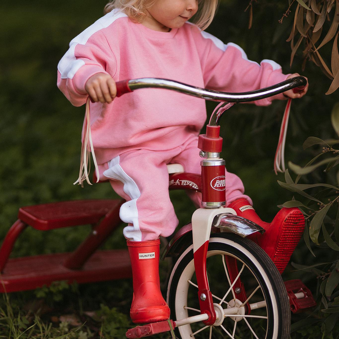 White Contrast Pink Sweatshirt and Trousers Set