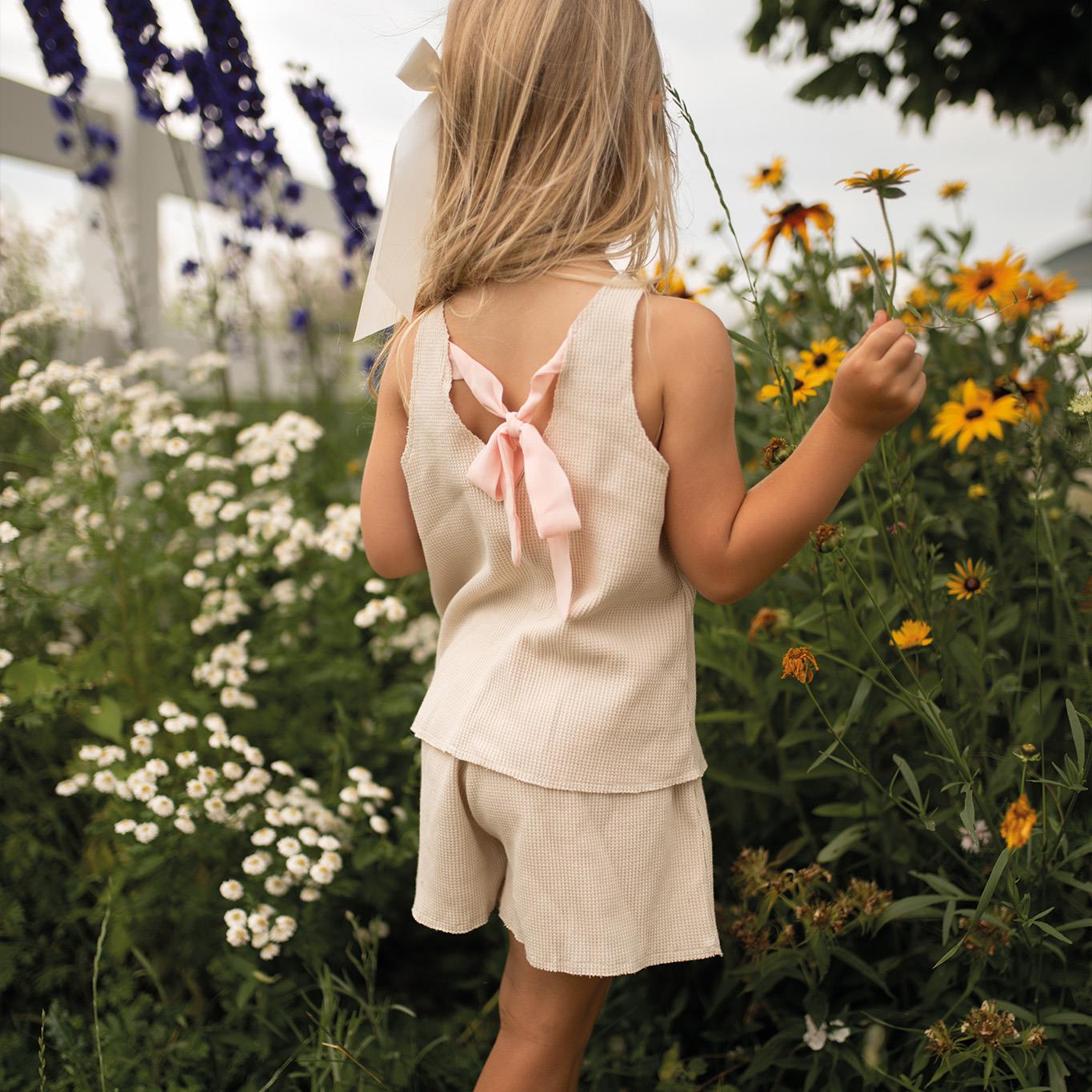 Set with Shorts and Ribbon Detail on Neck