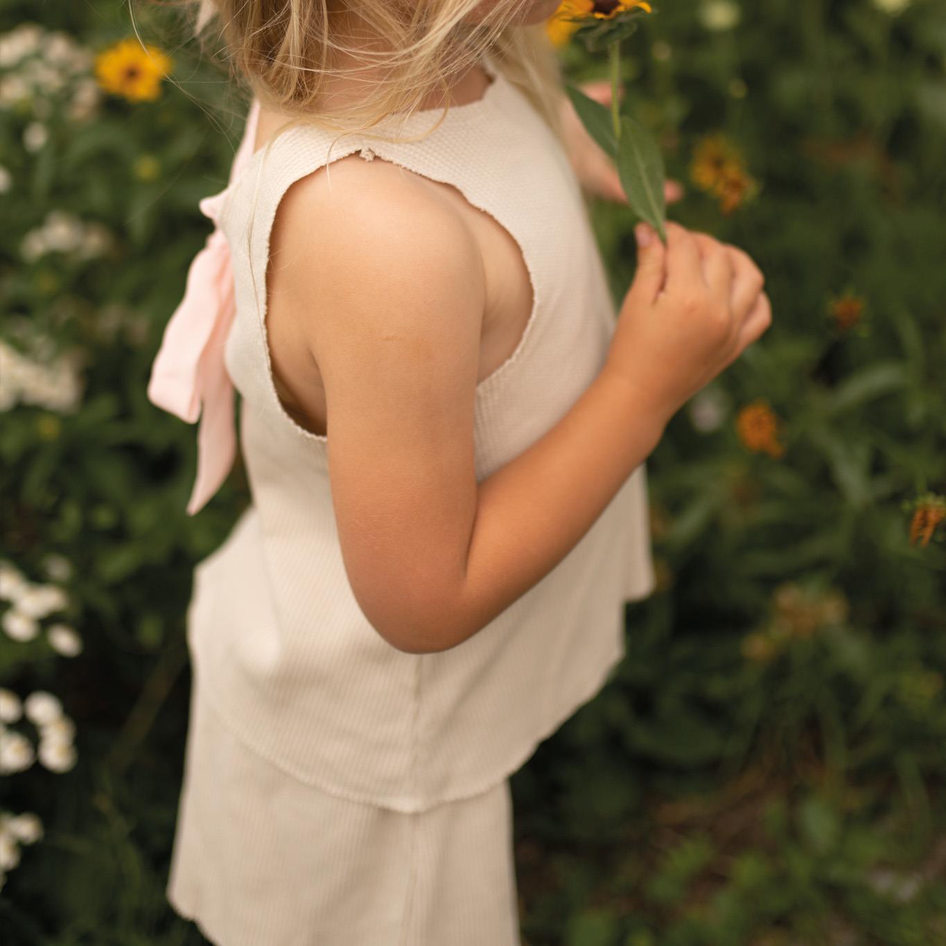 Set with Shorts and Ribbon Detail on Neck