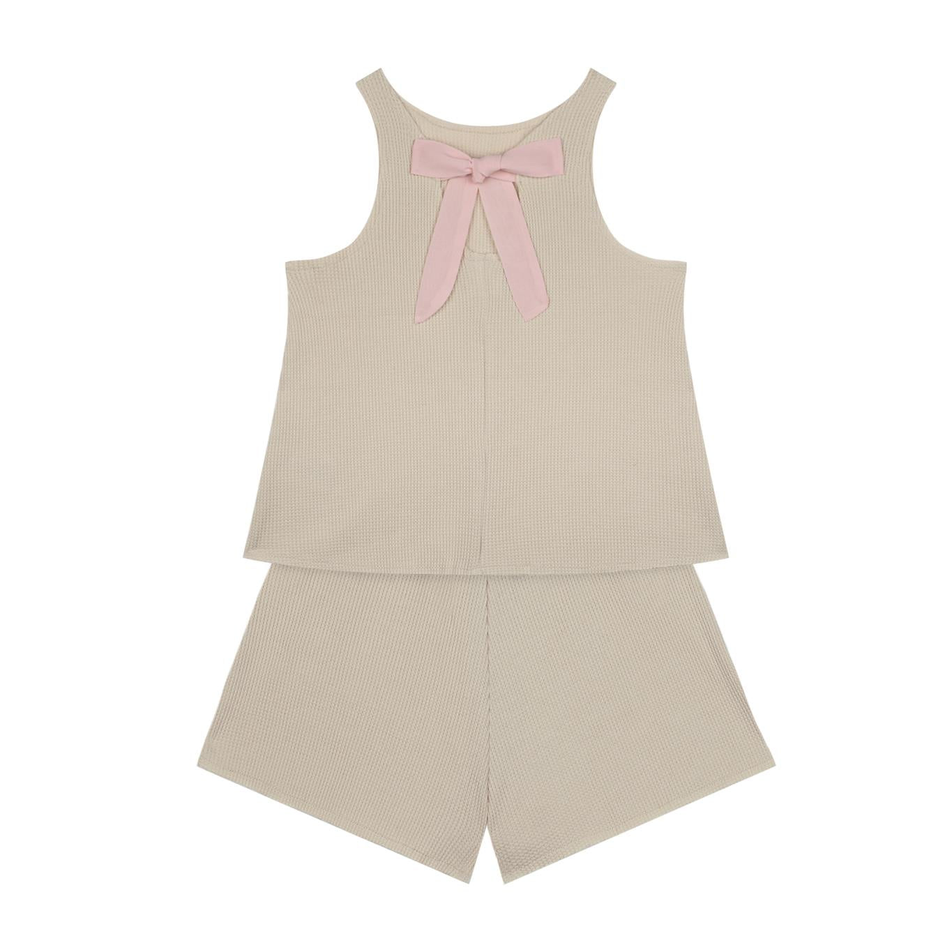 Set with Shorts and Ribbon Detail on Neck