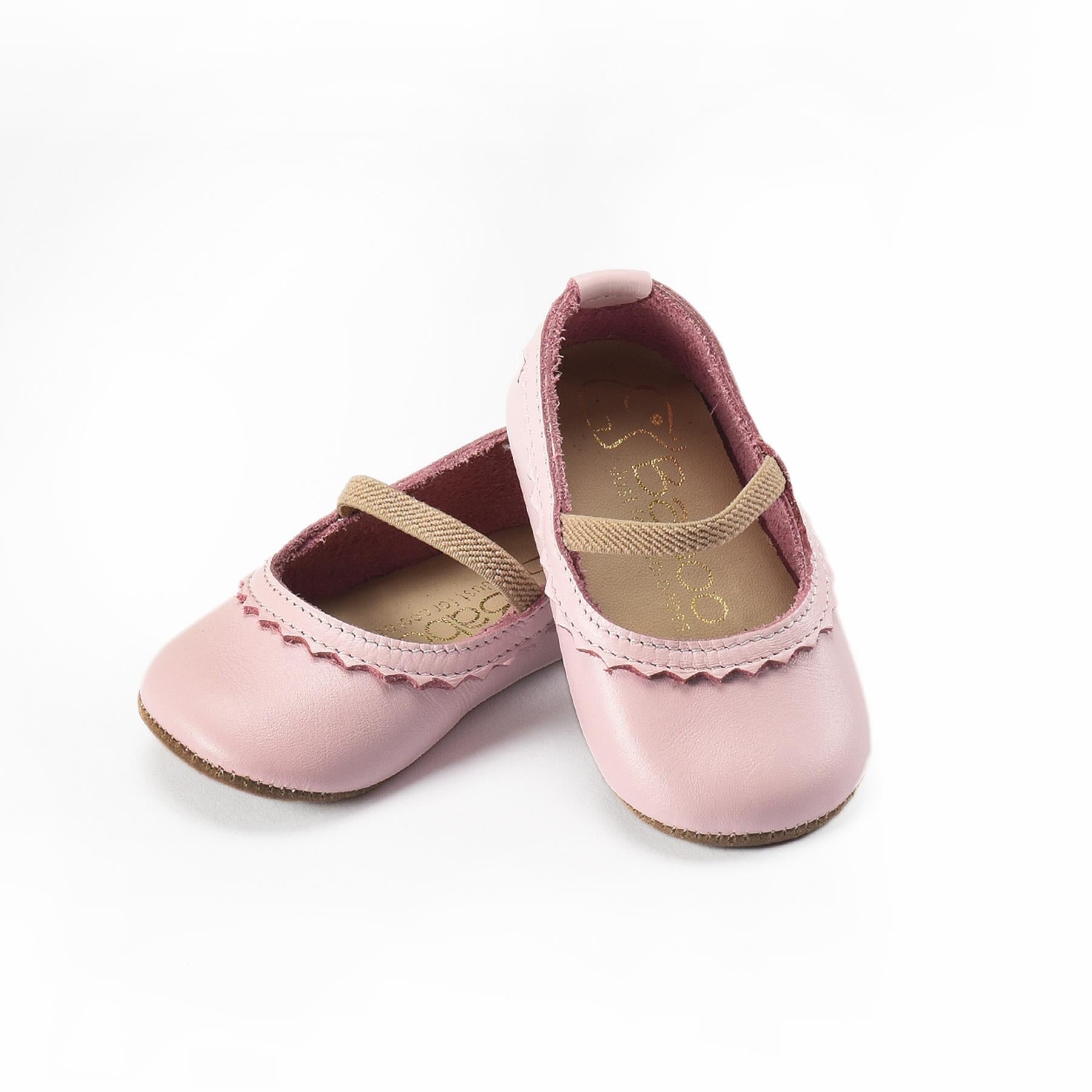 Leather Baby Booties Pink