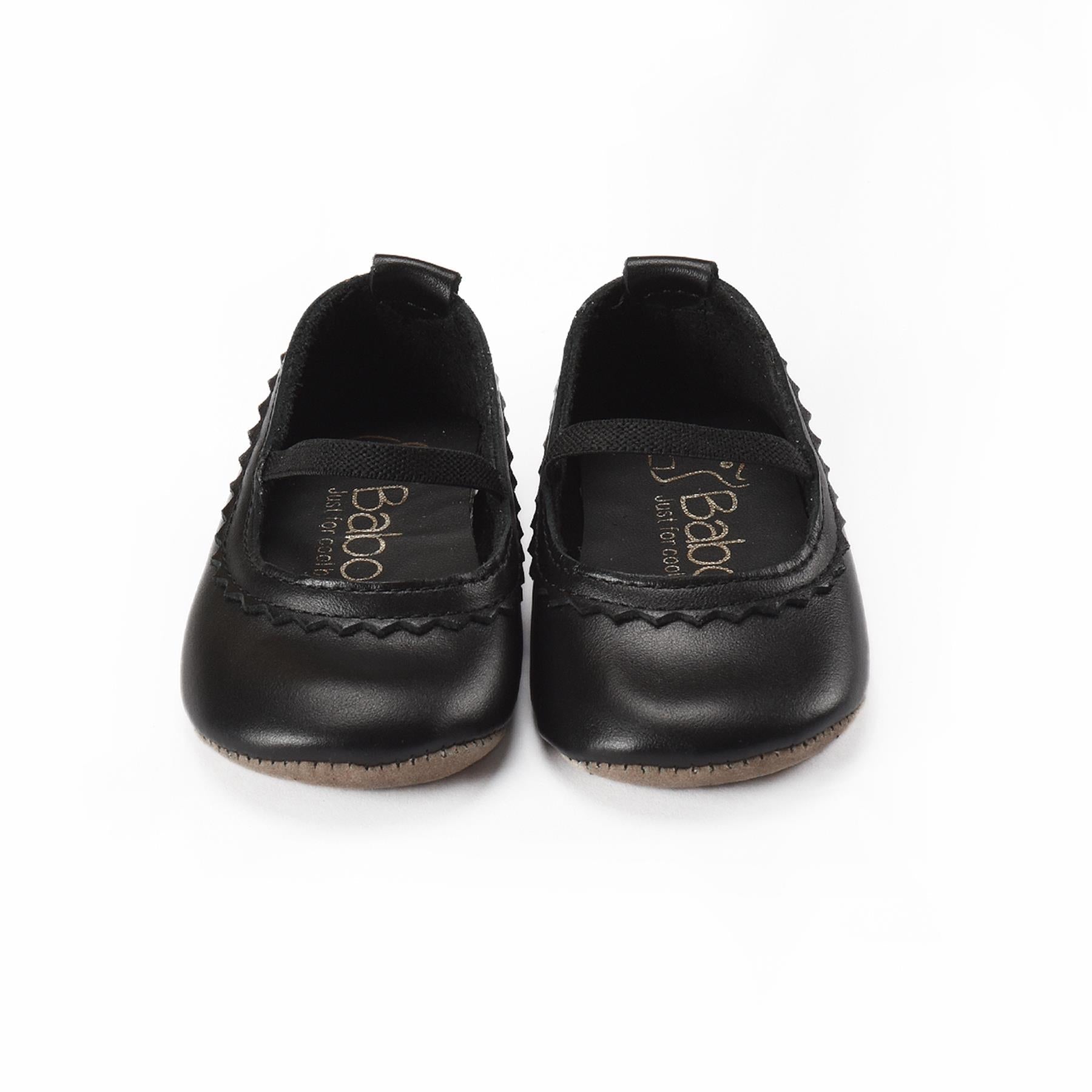 Leather Baby Booties Black