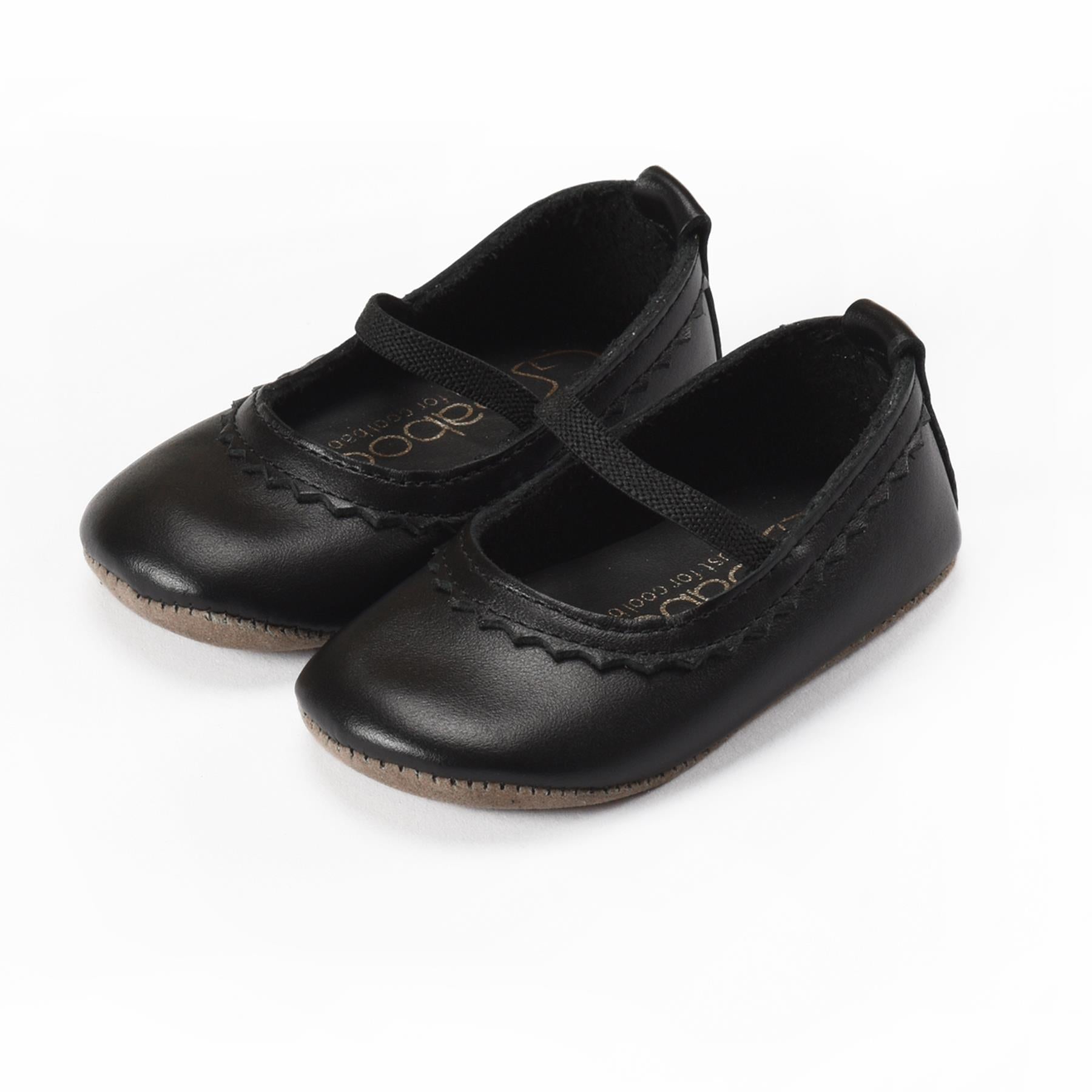 Leather Baby Booties Black