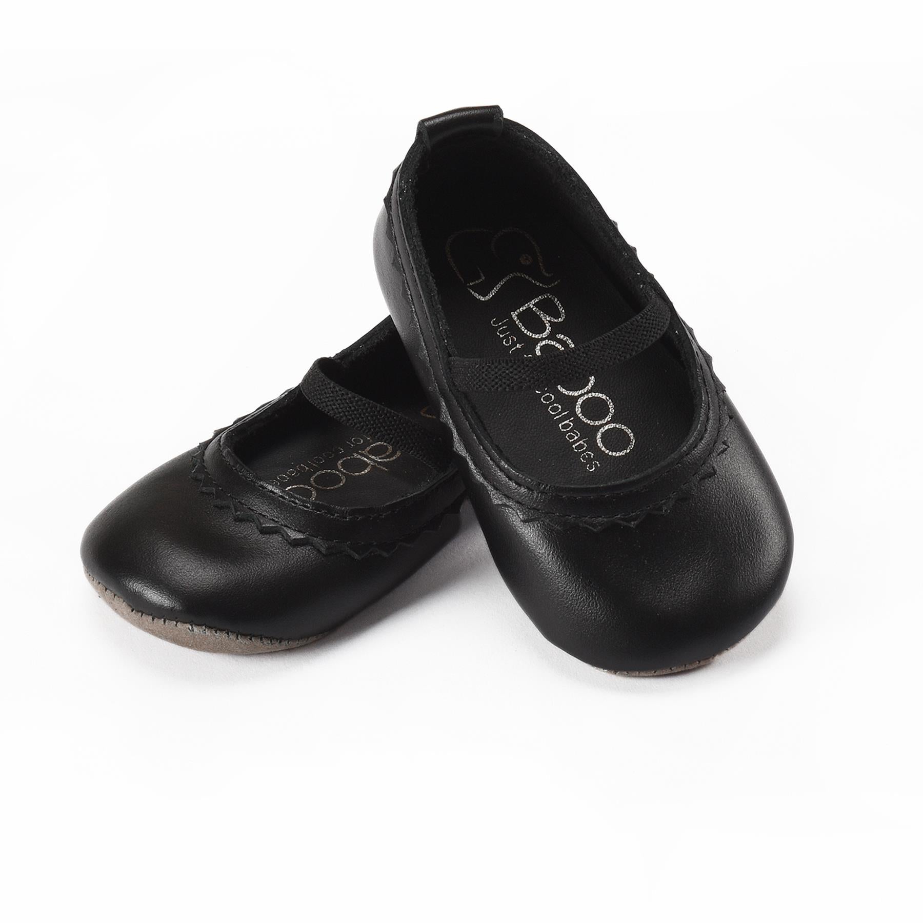 Leather Baby Booties Black