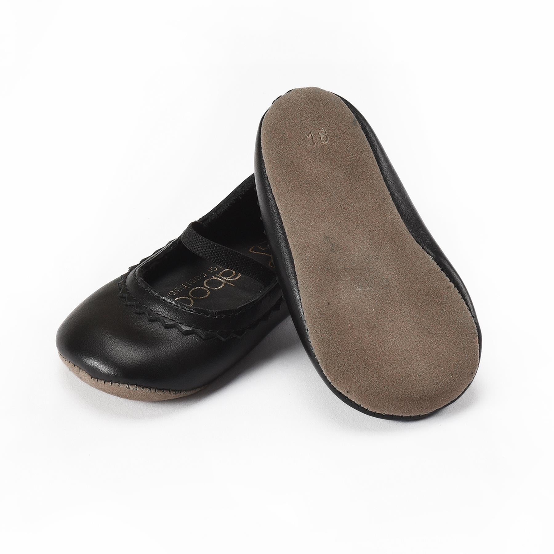 Leather Baby Booties Black