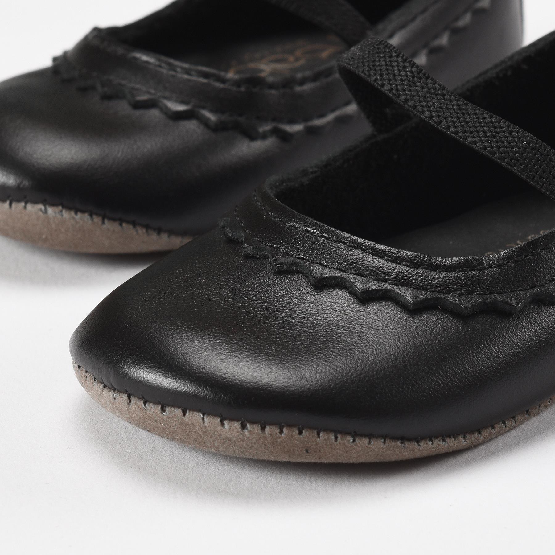 Leather Baby Booties Black