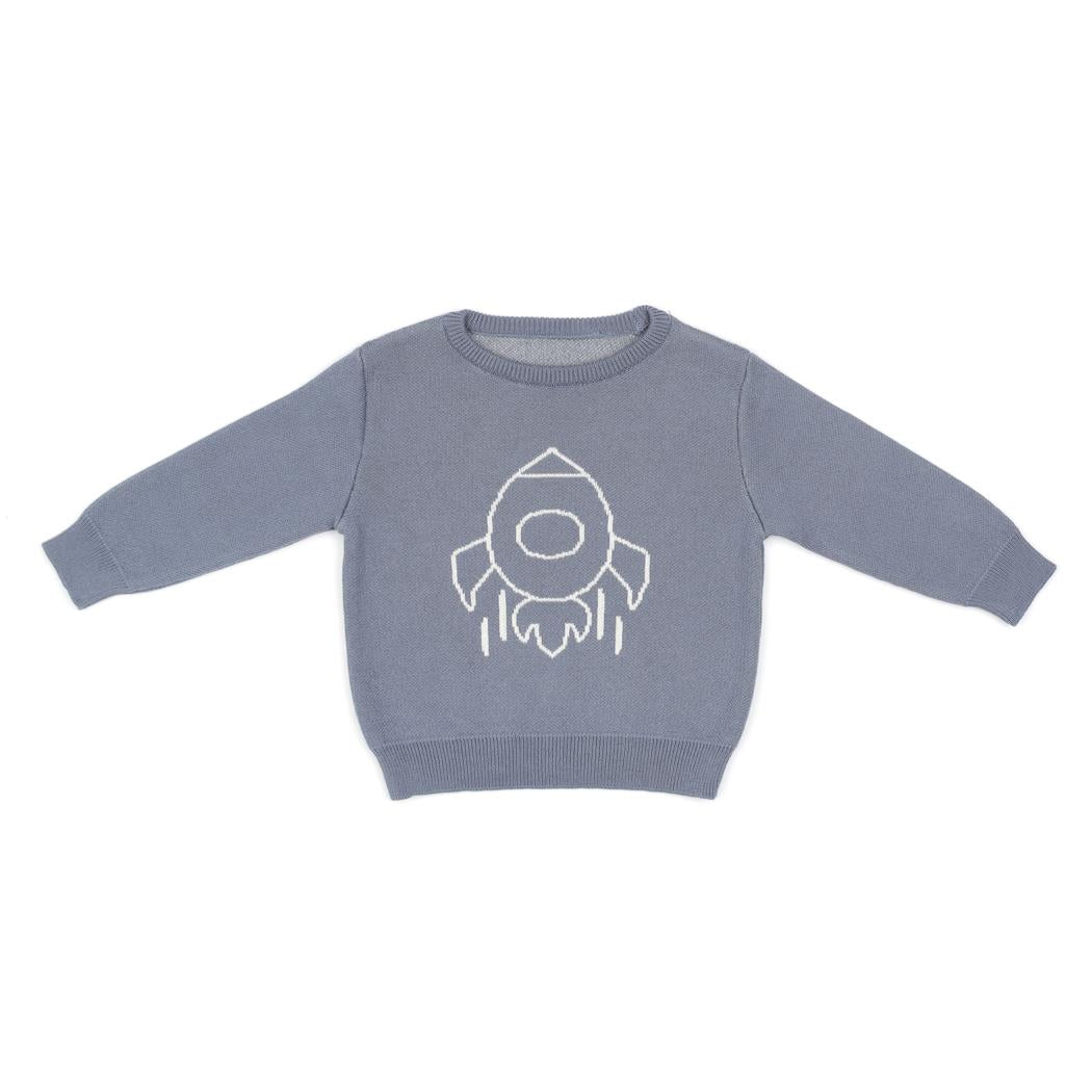 Patterned Organic Cotton Baby and Child Sweater Blue