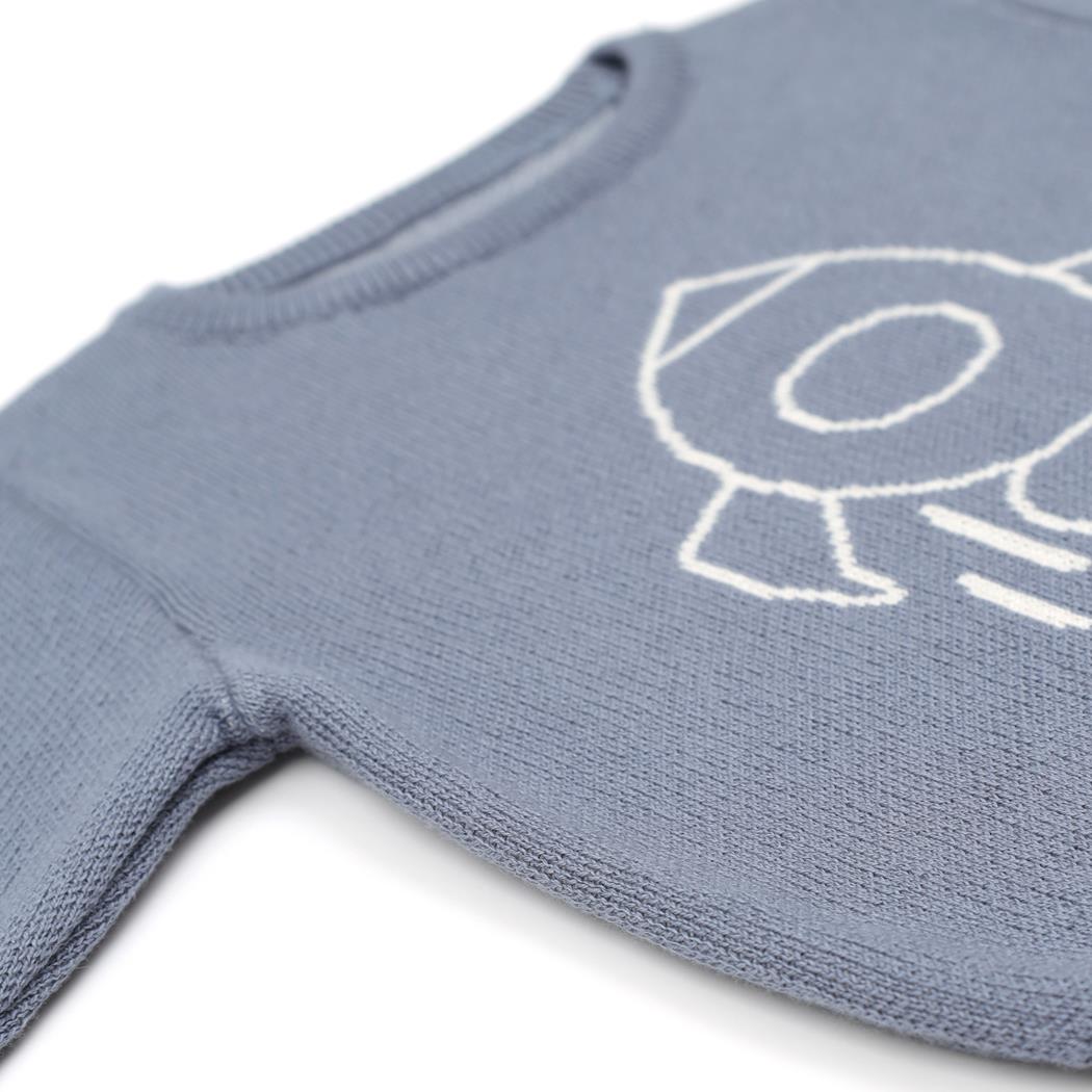 Patterned Organic Cotton Baby and Child Sweater Blue