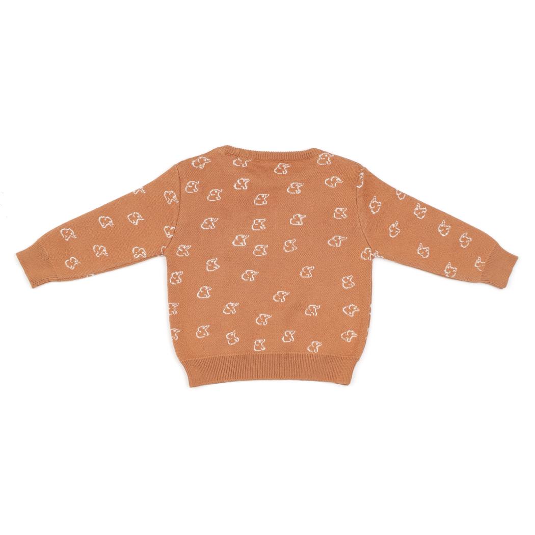 Patterned Organic Cotton Baby and Child Sweater Brown