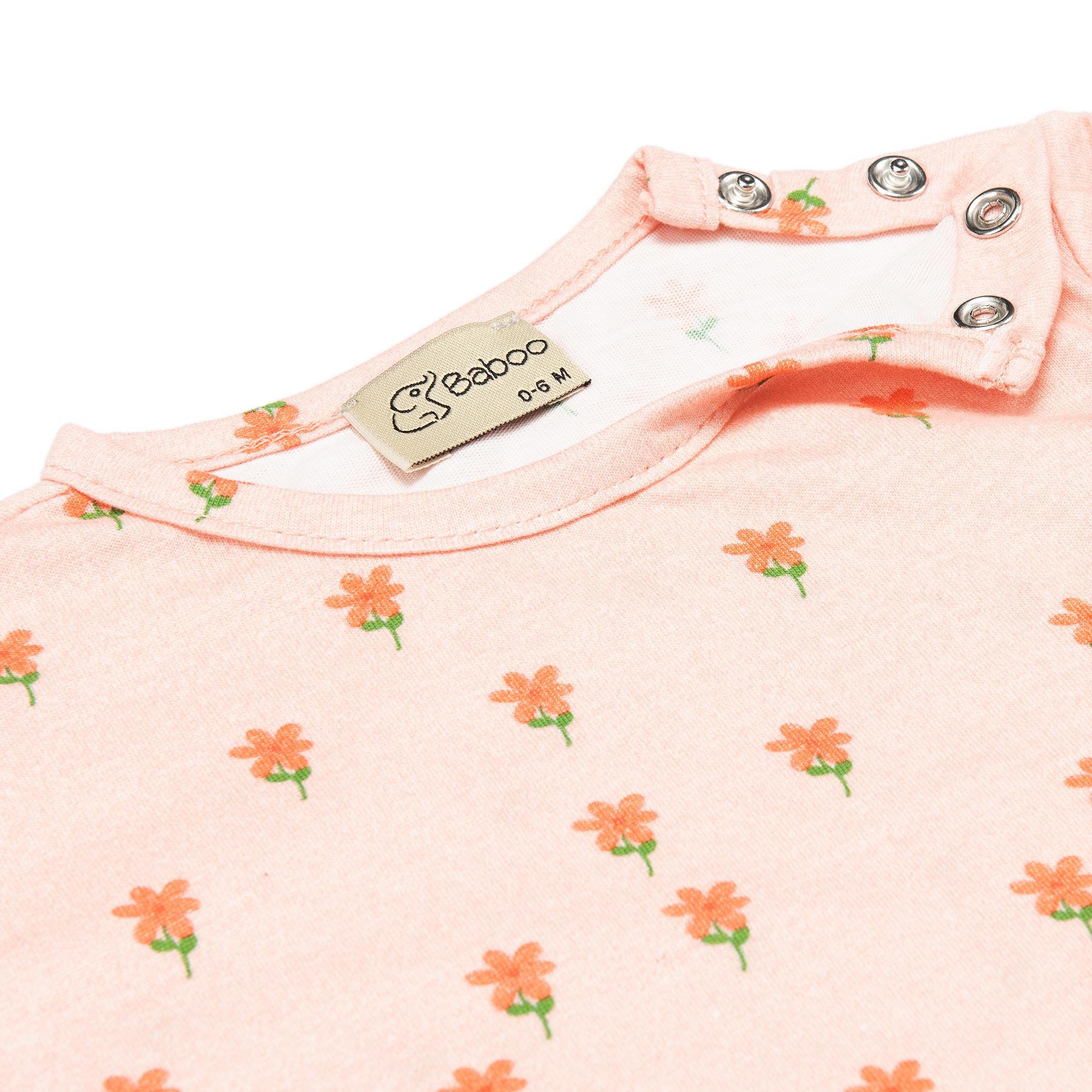 Patterned Organic Cotton Fabric Baby and Child Bottom Top Set Pink