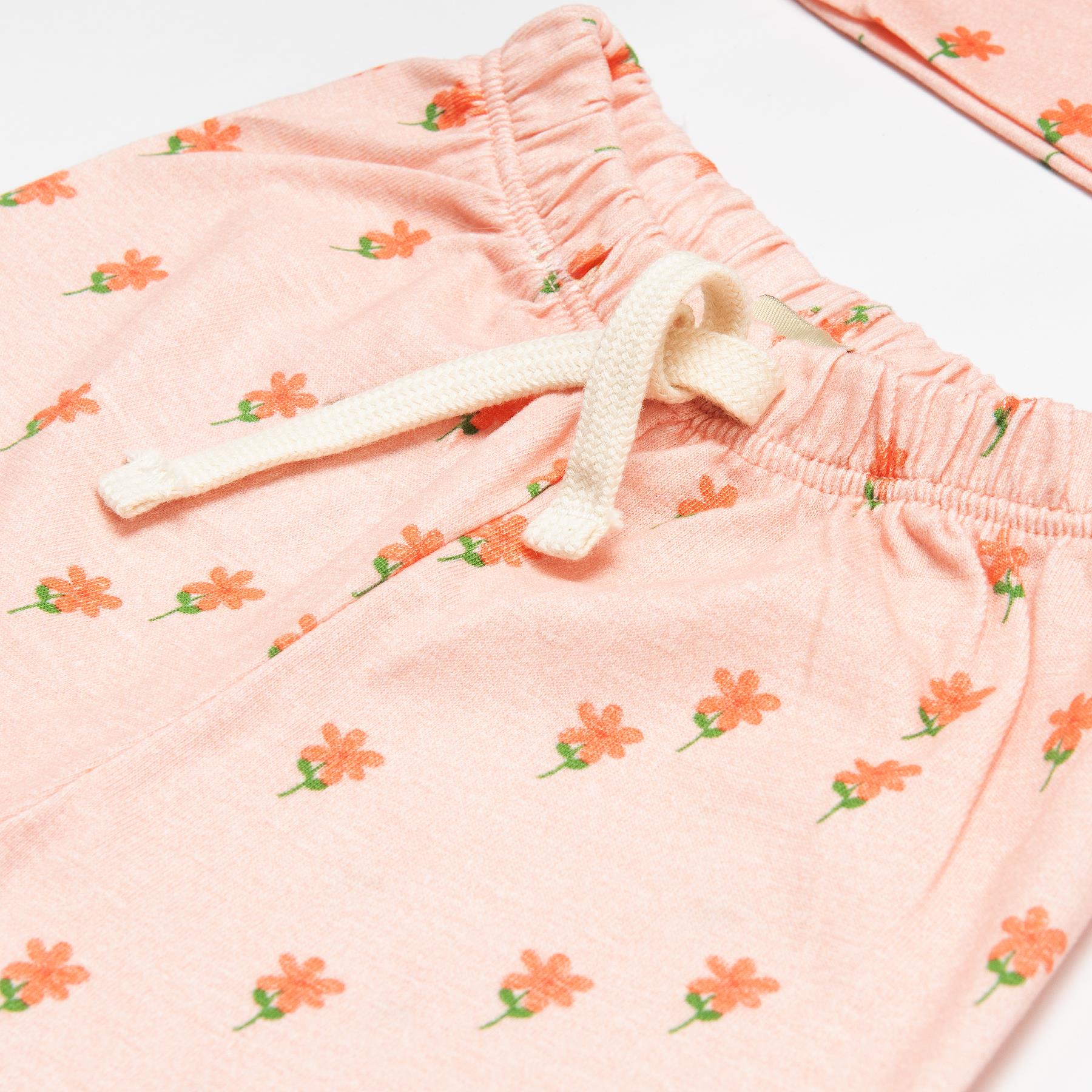 Patterned Organic Cotton Fabric Baby and Child Bottom Top Set Pink