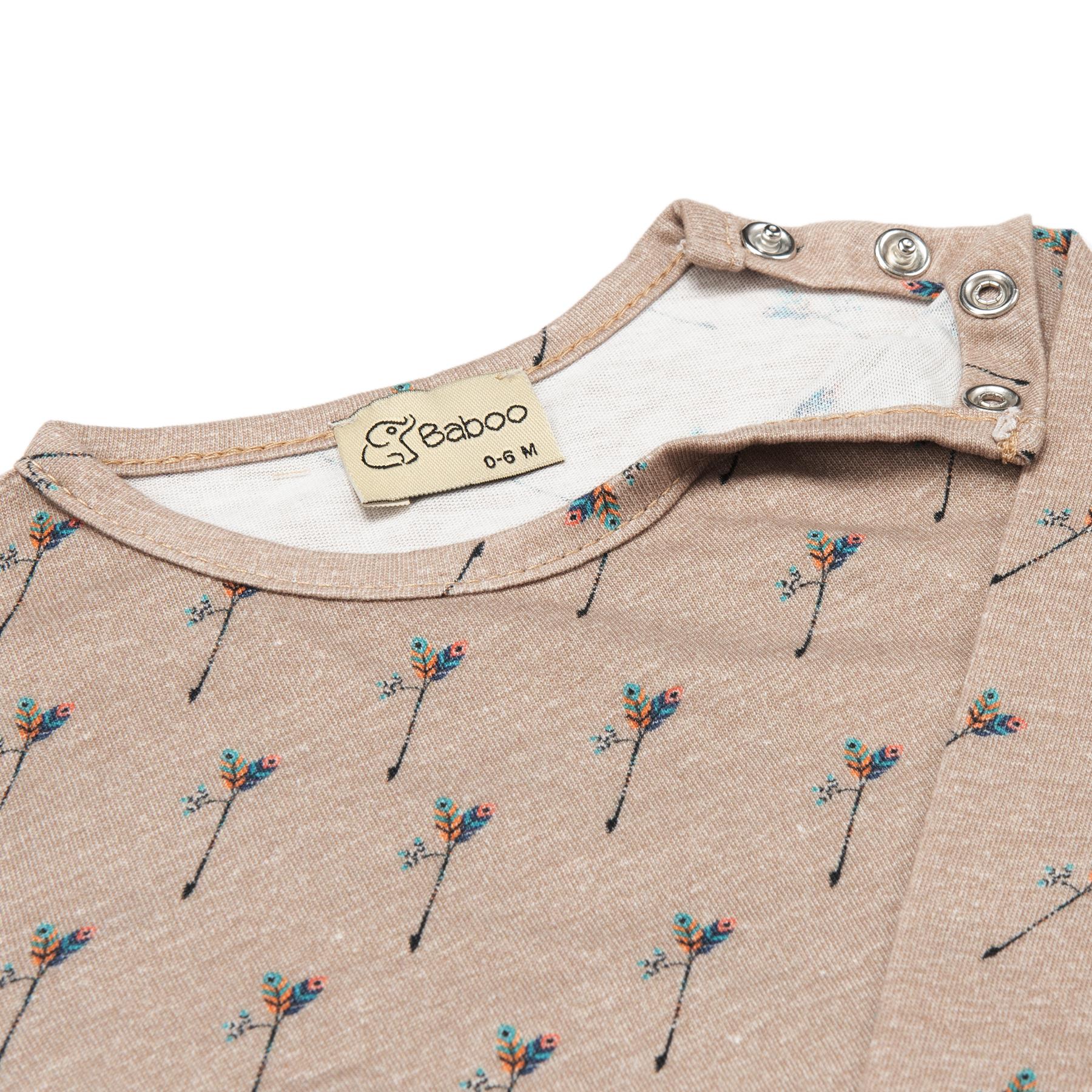 Patterned Organic Cotton Fabric Baby and Child Bottom Top Set Brown