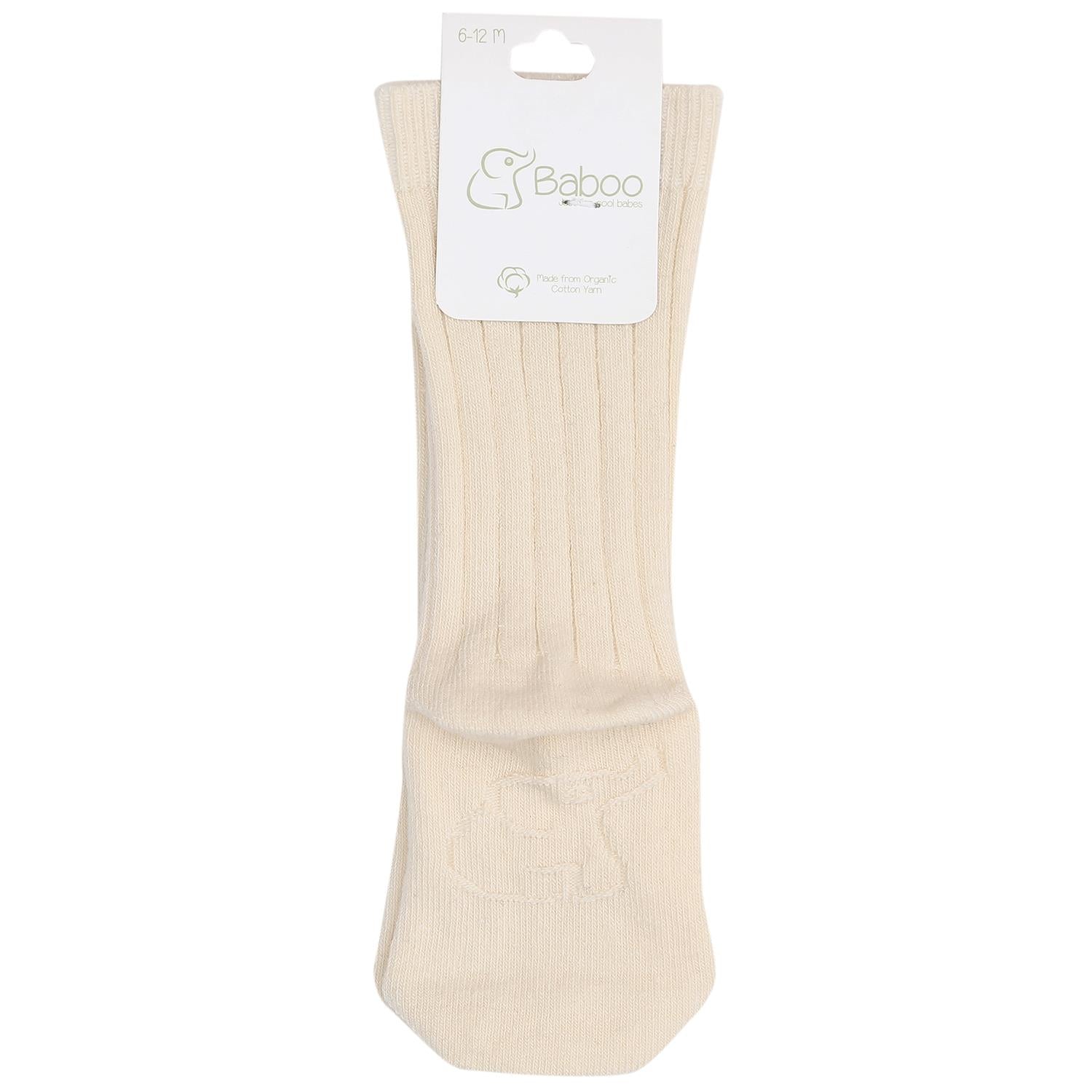 Knee Length Organic Cotton Baby and Child Socks Cream