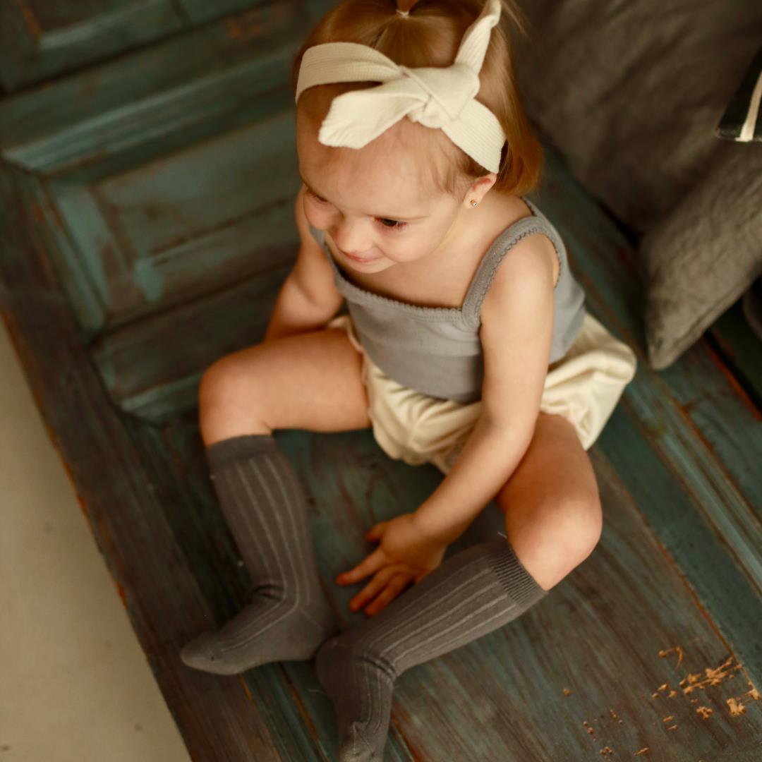 Knee Length Organic Cotton Baby and Child Socks Gray