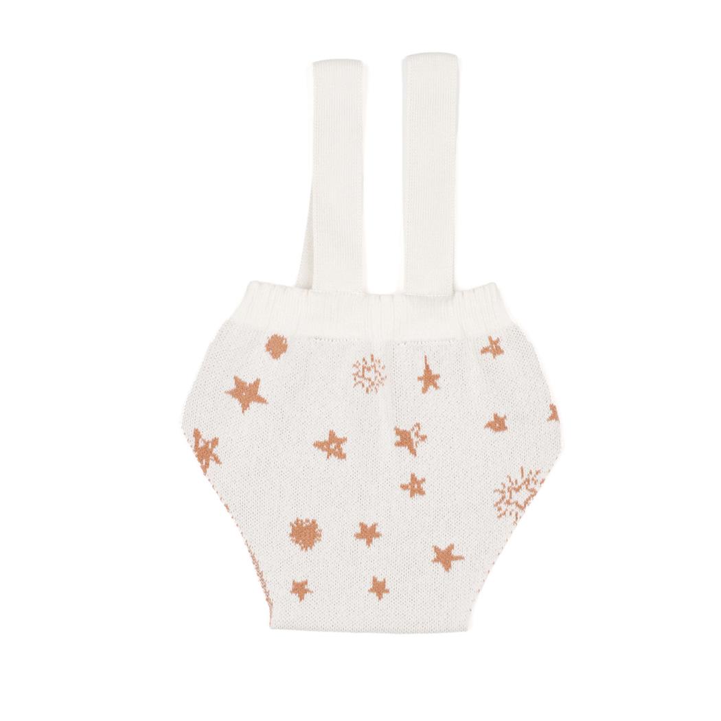 Organic Cotton Baby Knitted Overalls Cream with Frosted Pattern