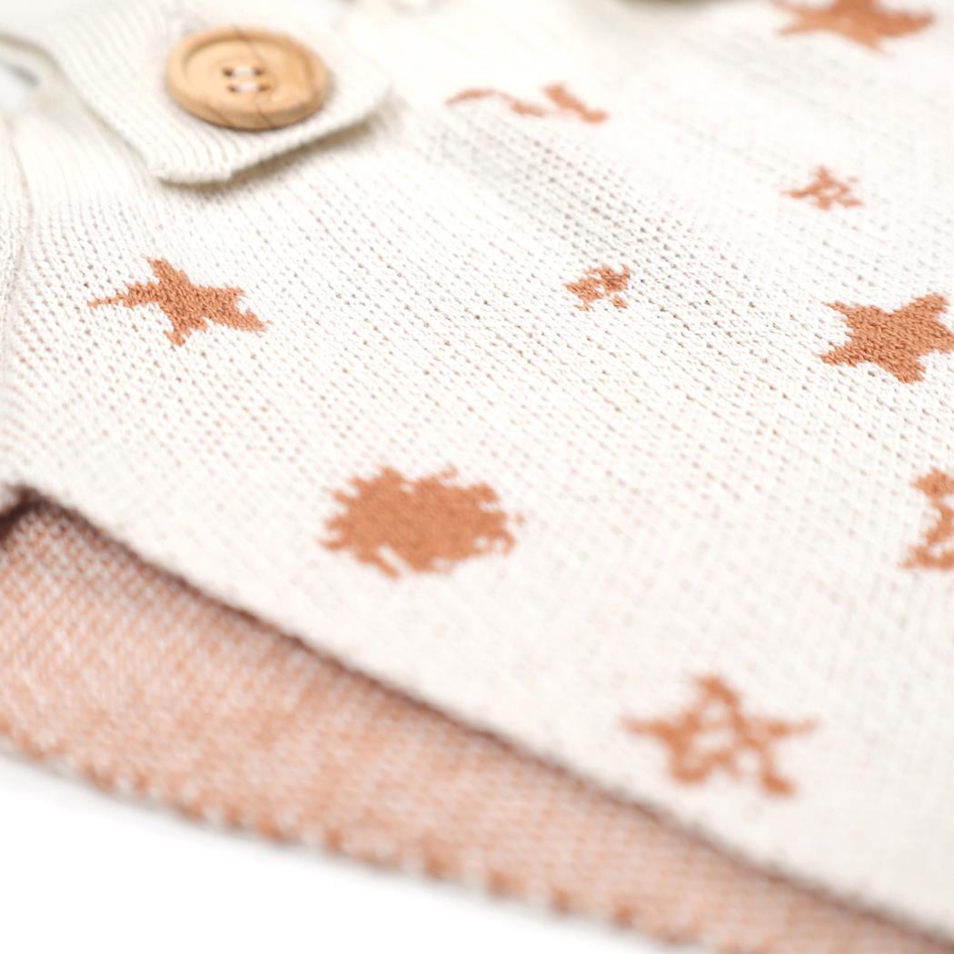 Organic Cotton Baby Knitted Overalls Cream with Frosted Pattern