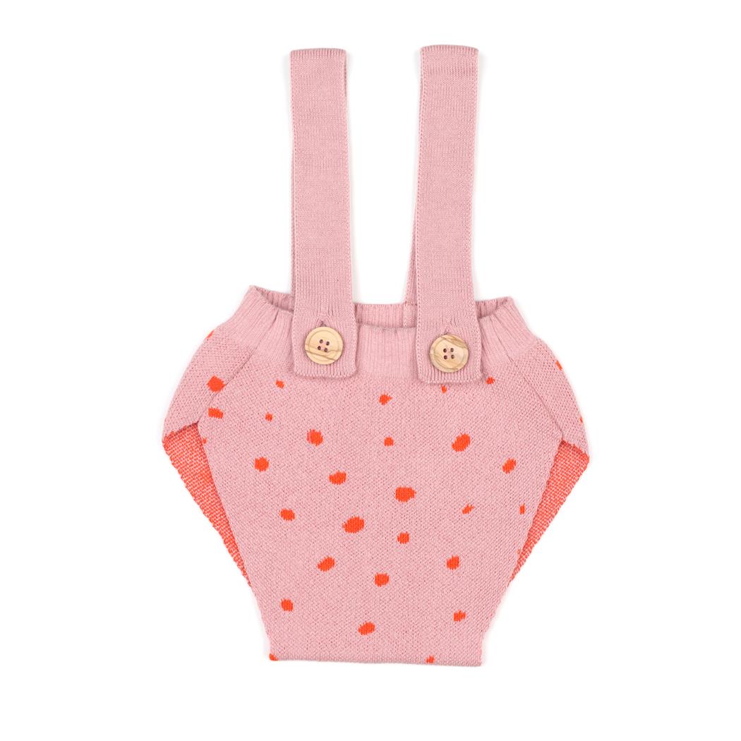 Organic Cotton Baby Knitted Overalls Pink with Frosted Pattern
