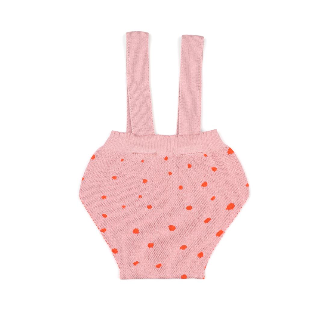 Organic Cotton Baby Knitted Overalls Pink with Frosted Pattern