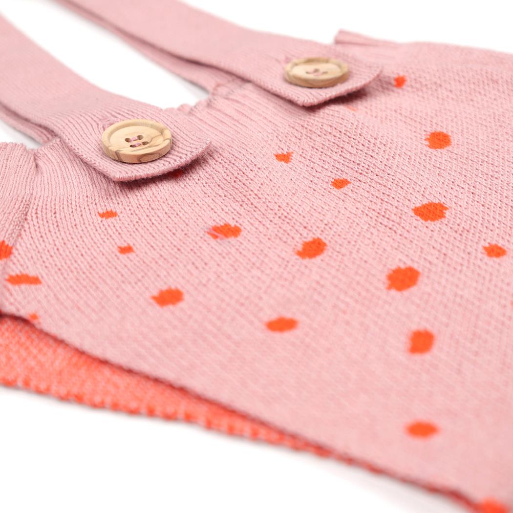 Organic Cotton Baby Knitted Overalls Pink with Frosted Pattern
