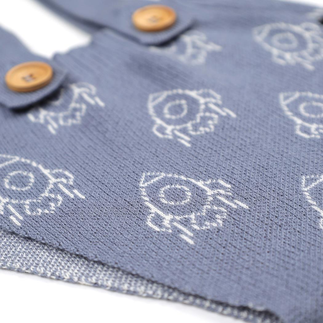 Organic Cotton Baby Knitted Overalls Blue with Frosted Pattern