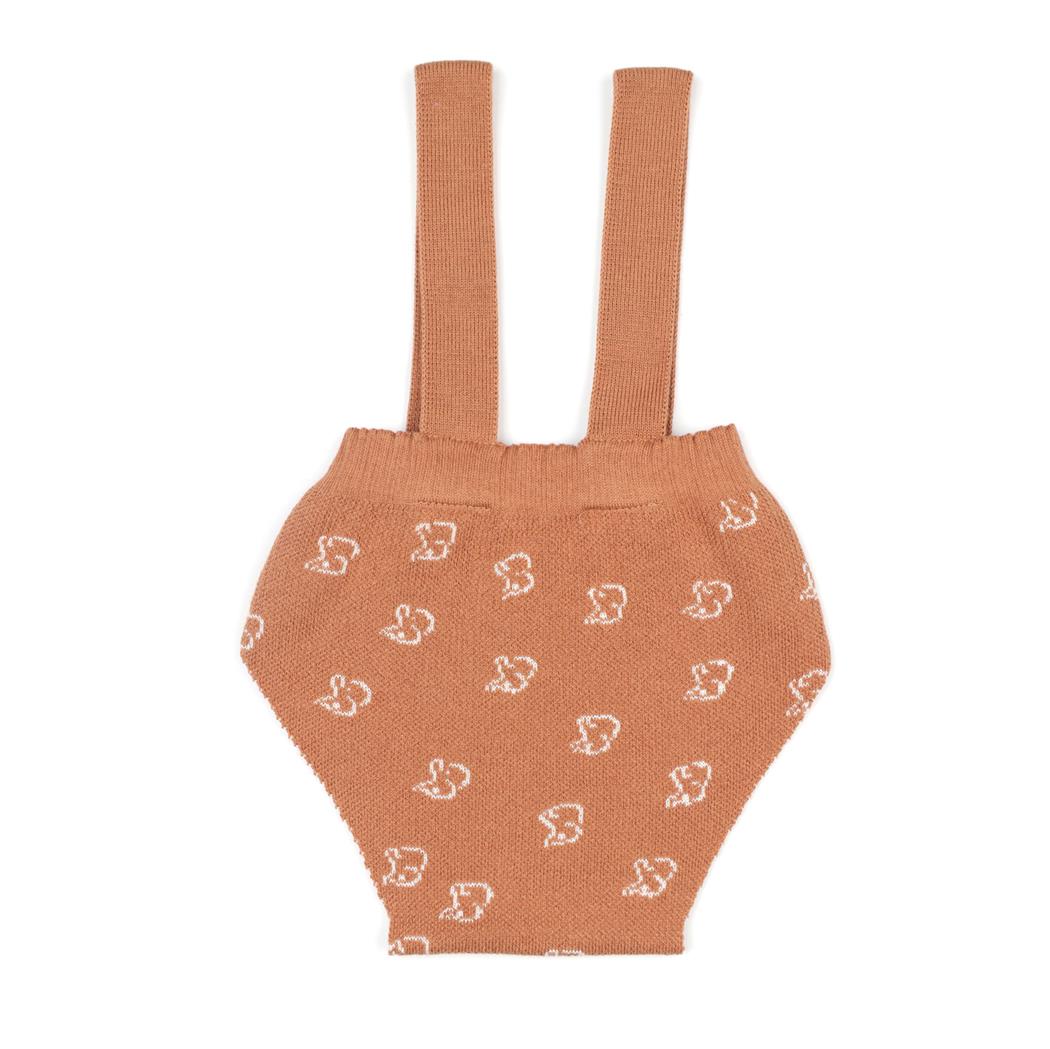 Organic Cotton Baby Knitted Overalls Brown with Frosted Pattern