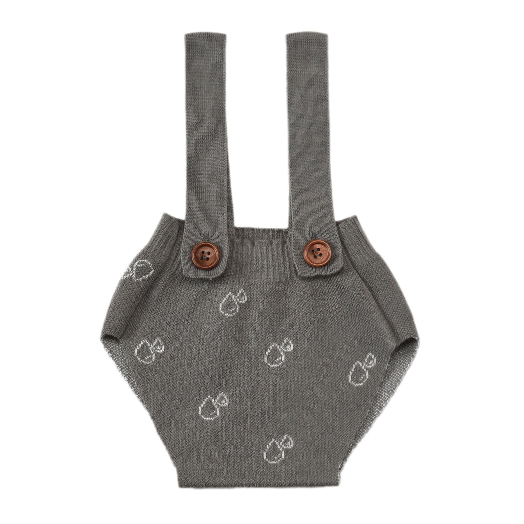 Frosted Patterned Organic Cotton Baby Knitted Overalls Gray