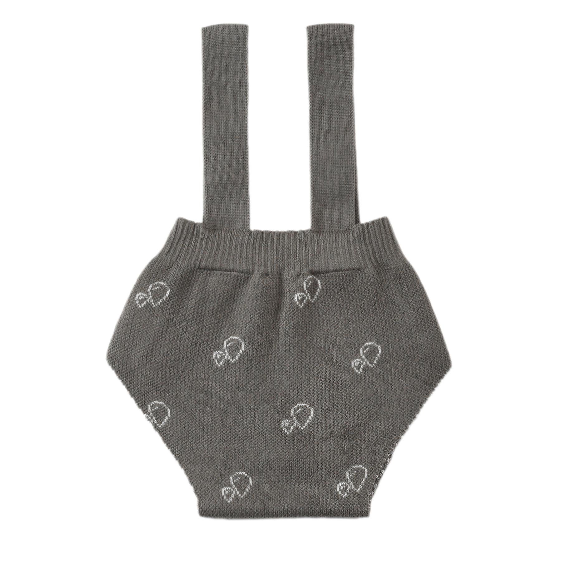 Frosted Patterned Organic Cotton Baby Knitted Overalls Gray