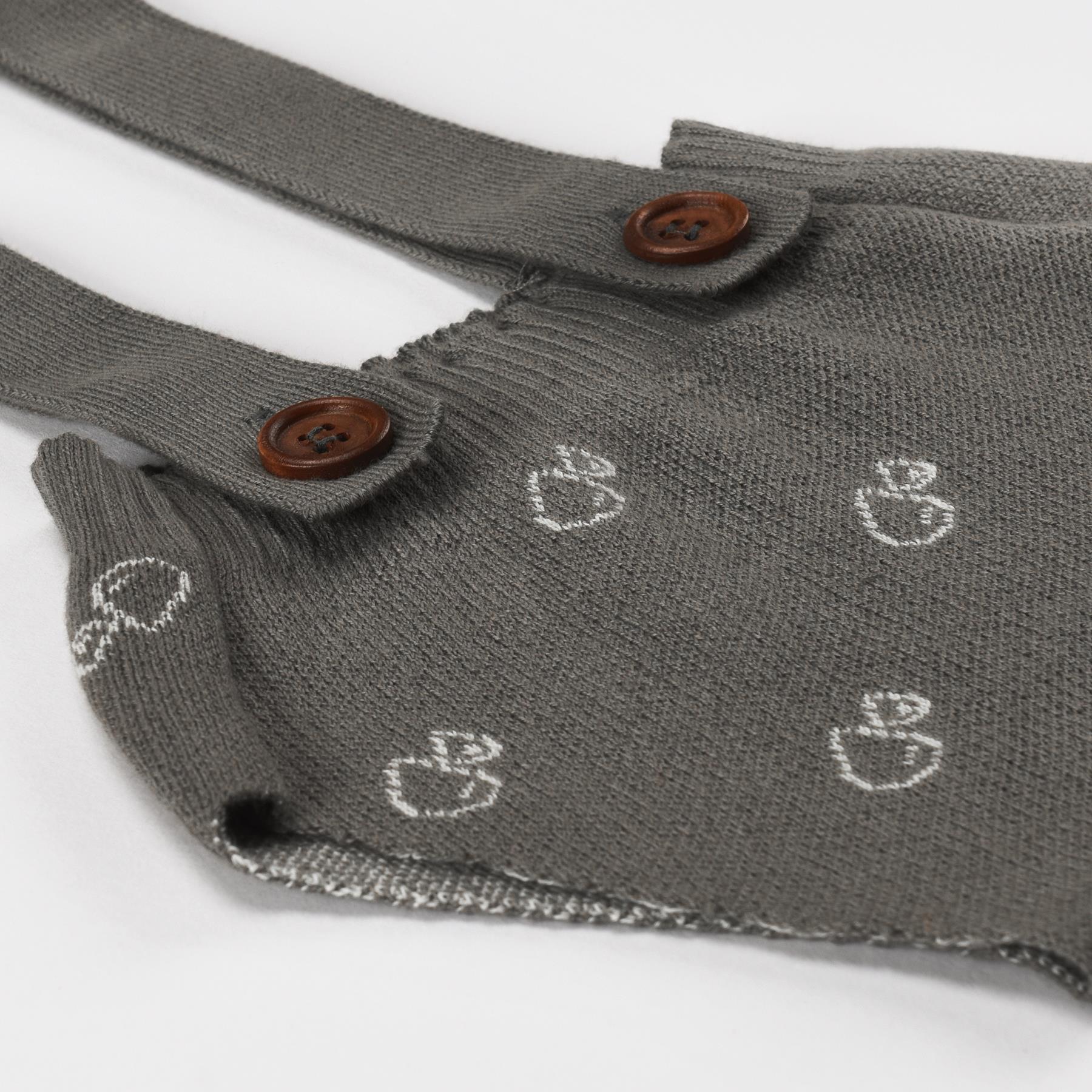 Frosted Patterned Organic Cotton Baby Knitted Overalls Gray