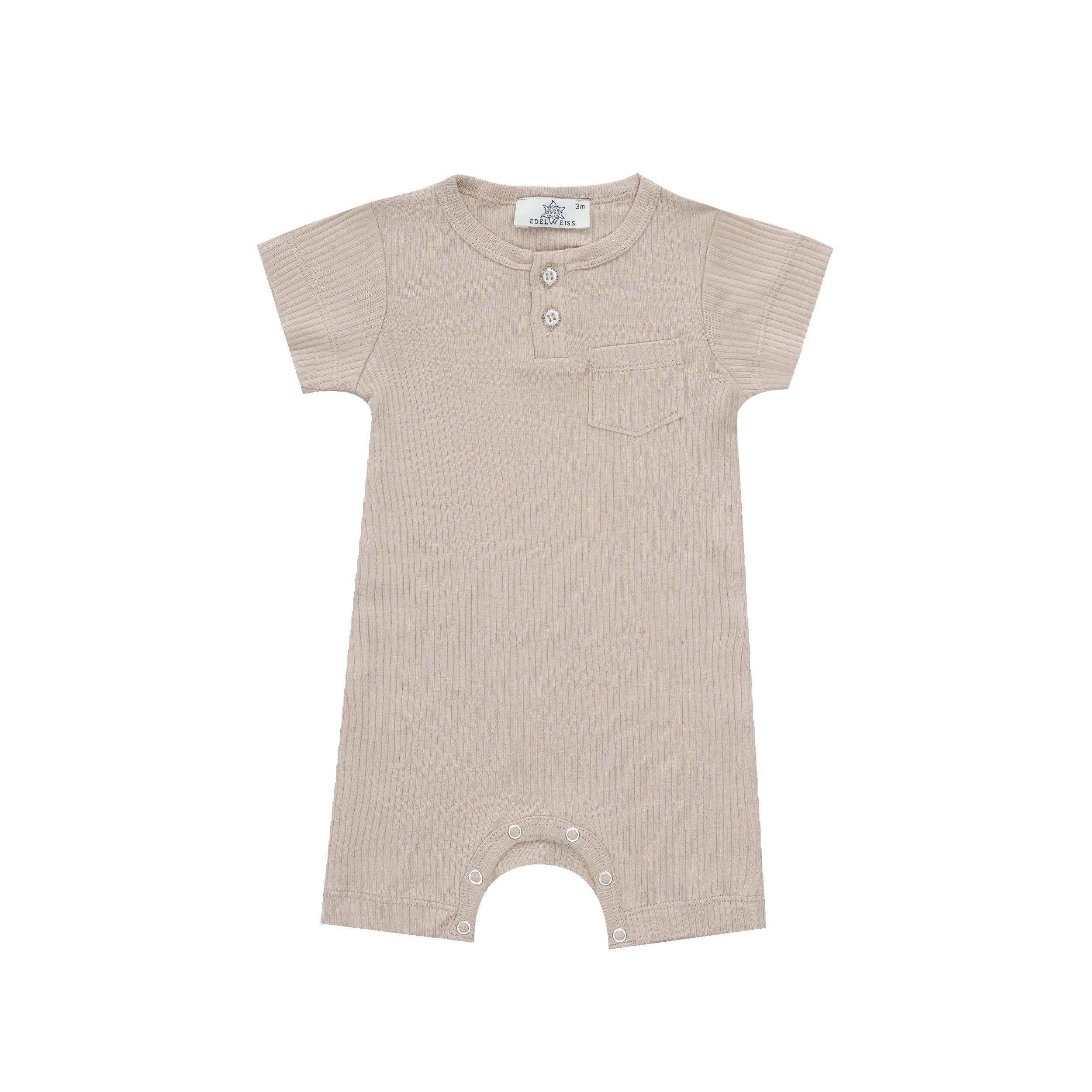 Edel Weiss Modal Fabric Pocket Short Sleeve Baby Girl Boy Romper