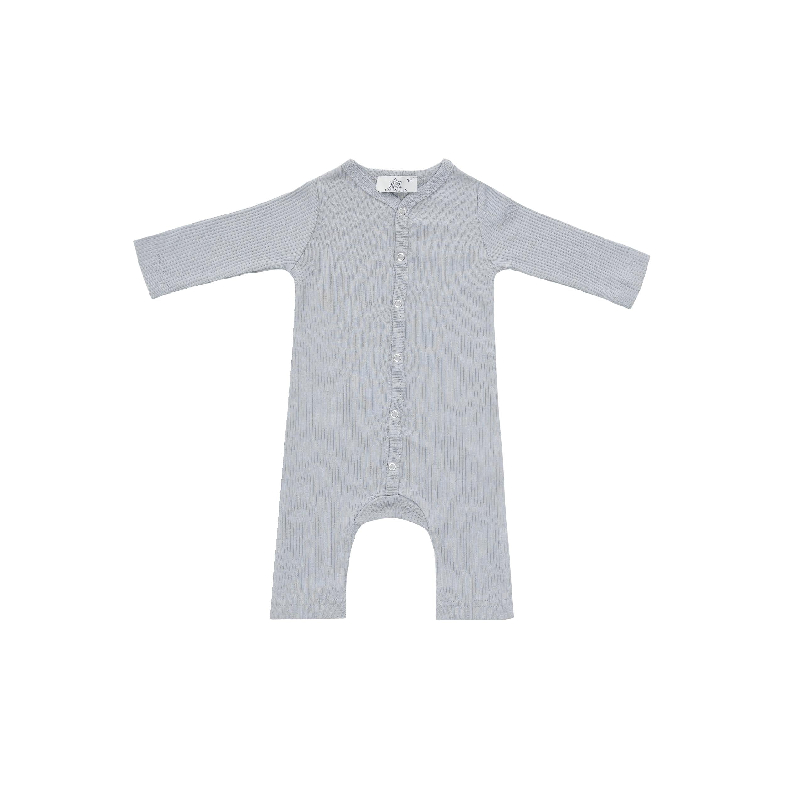 Edel Weiss Modal Fabric Long Sleeve Baby Girl Boy Snap Romper