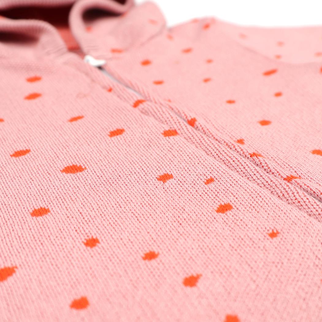 Hooded Patterned Organic Cotton Baby Knitted Jumpsuit Pink