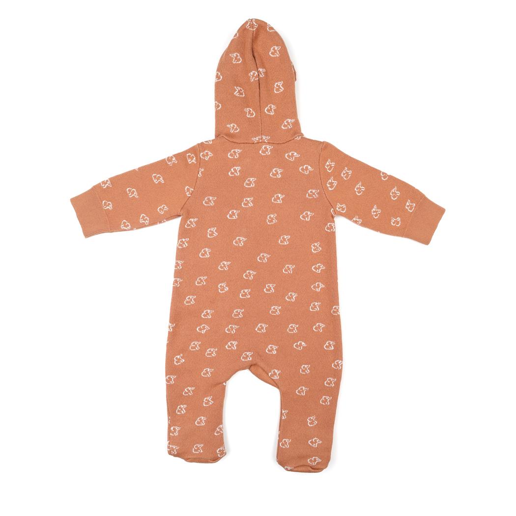 Organic Cotton Baby Knitted Jumpsuit with Hood, Brown