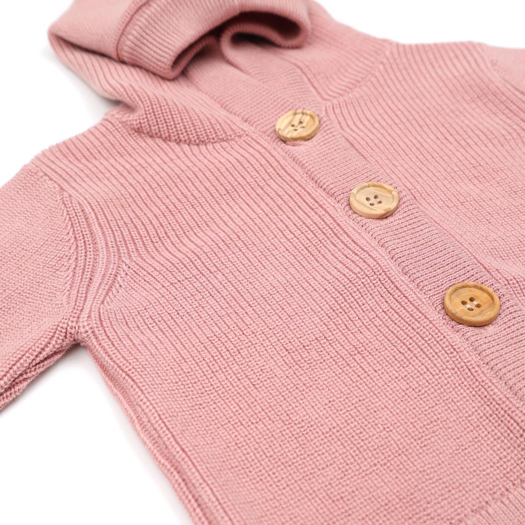 Hooded Organic Cotton Baby and Child Cardigan Pink
