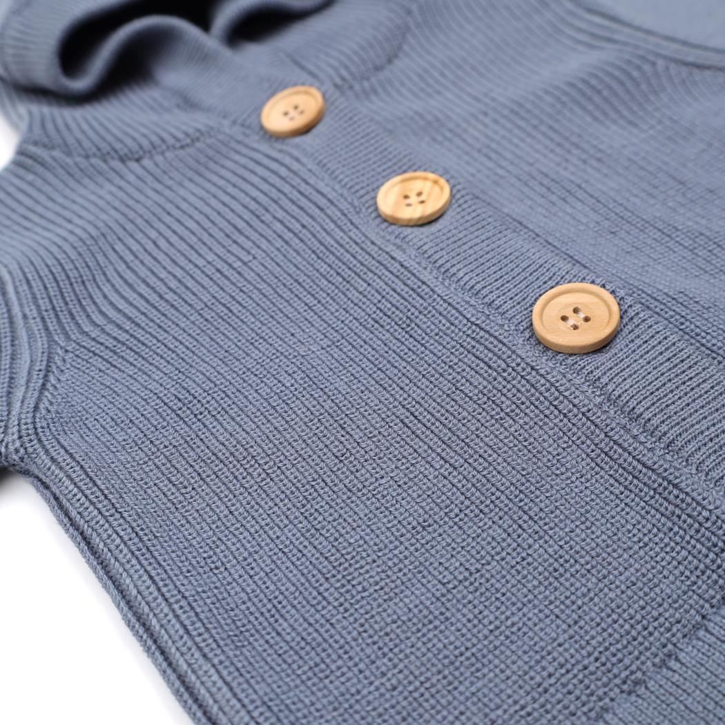 Hooded Organic Cotton Baby and Child Cardigan Blue