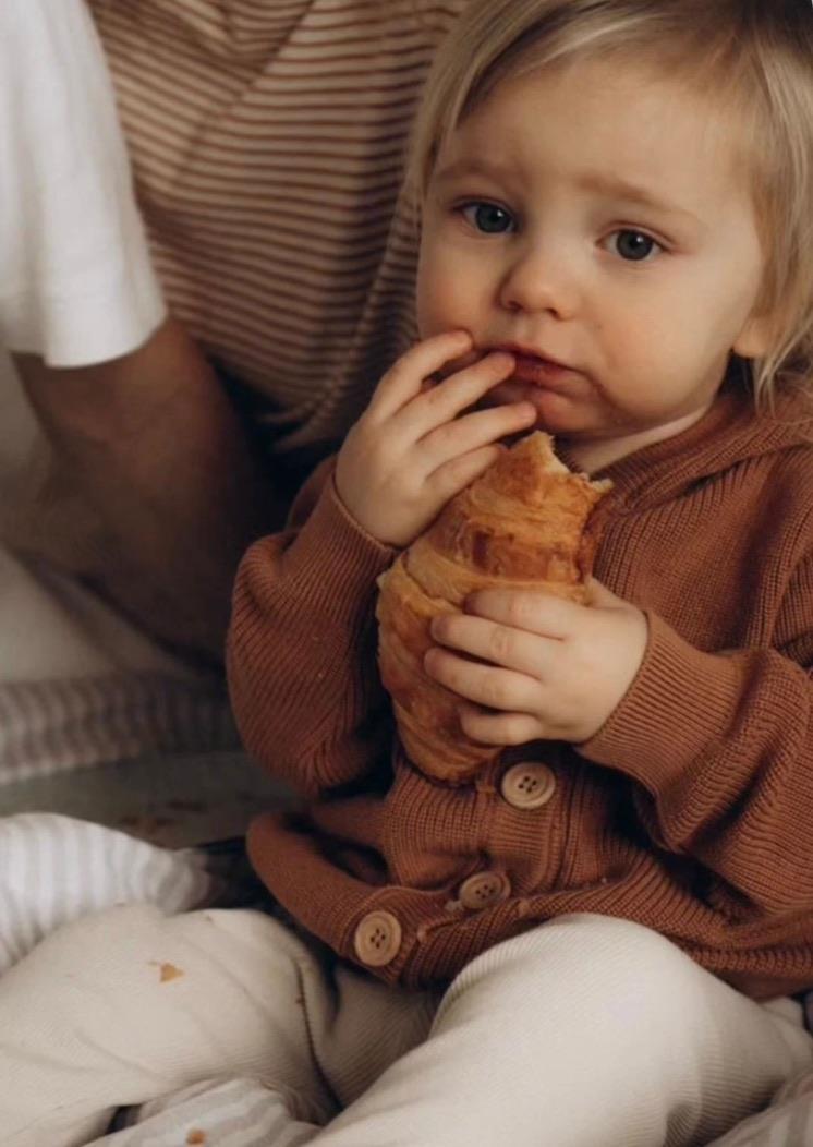 Hooded Organic Cotton Baby and Child Cardigan Brown