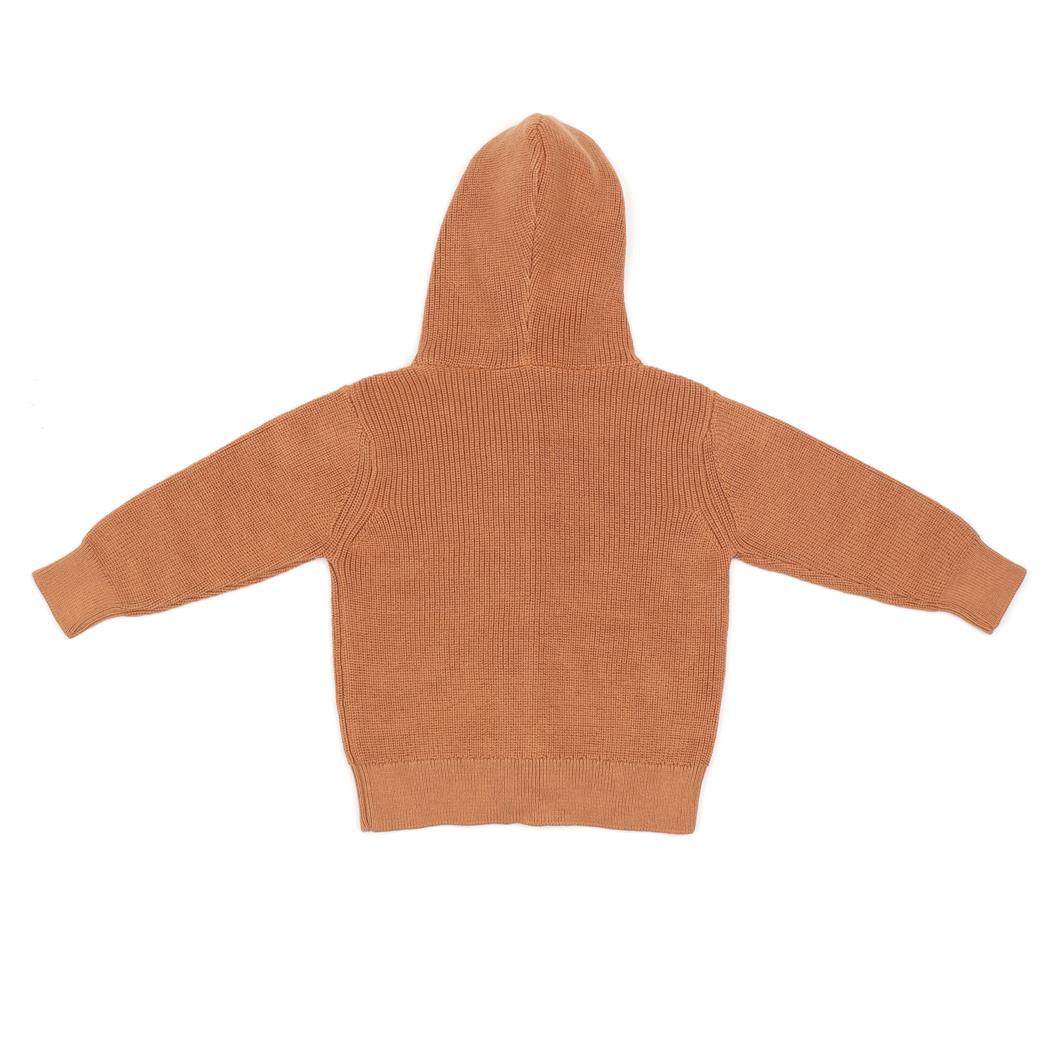 Hooded Organic Cotton Baby and Child Cardigan Brown