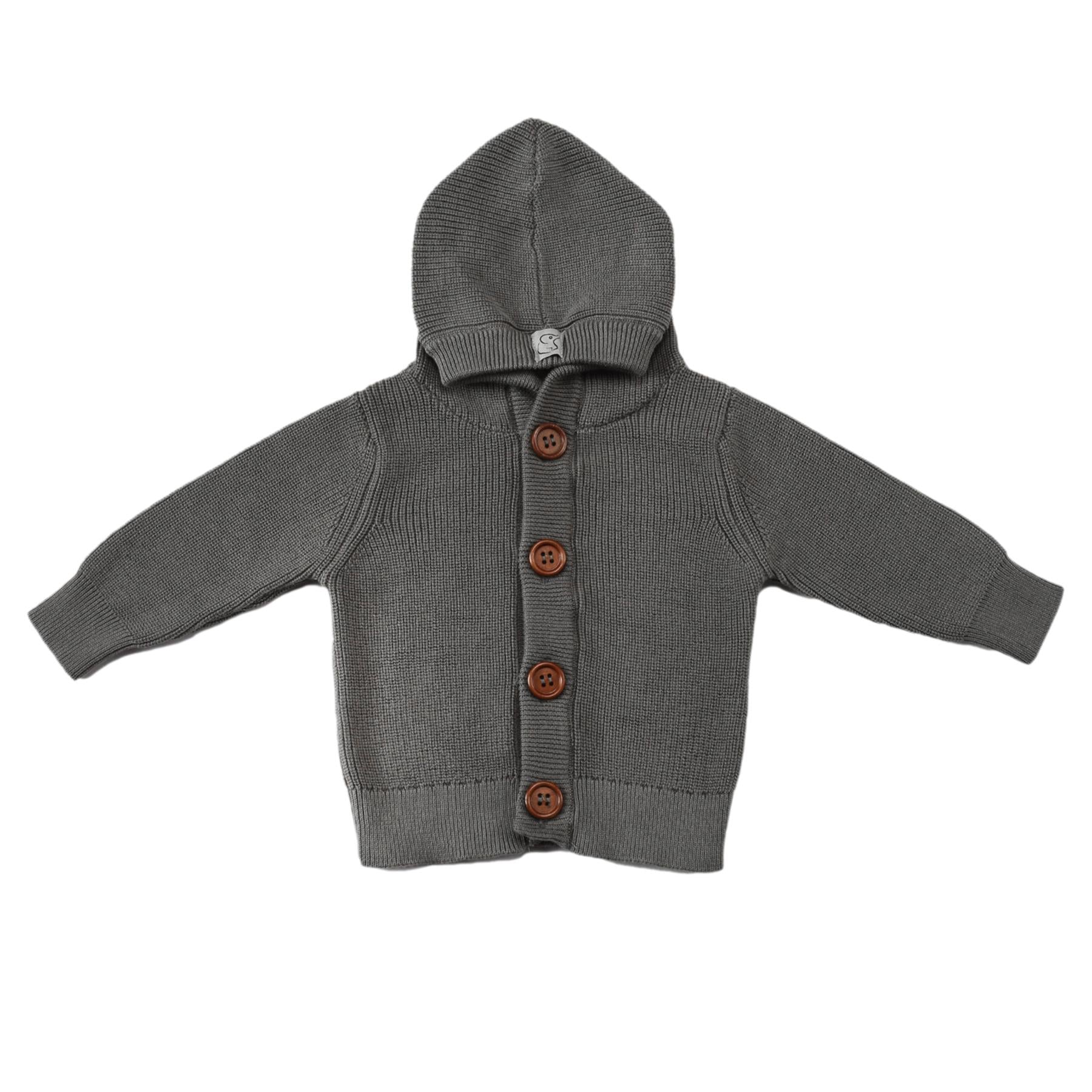 Hooded Organic Cotton Baby and Child Cardigan Gray