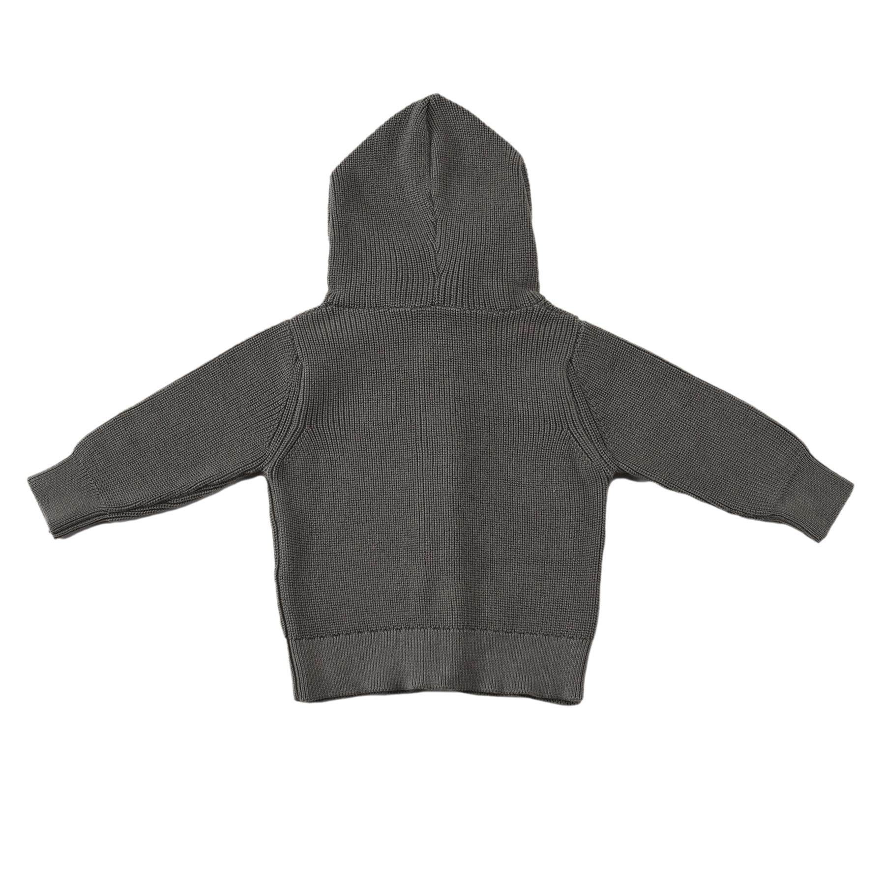 Hooded Organic Cotton Baby and Child Cardigan Gray